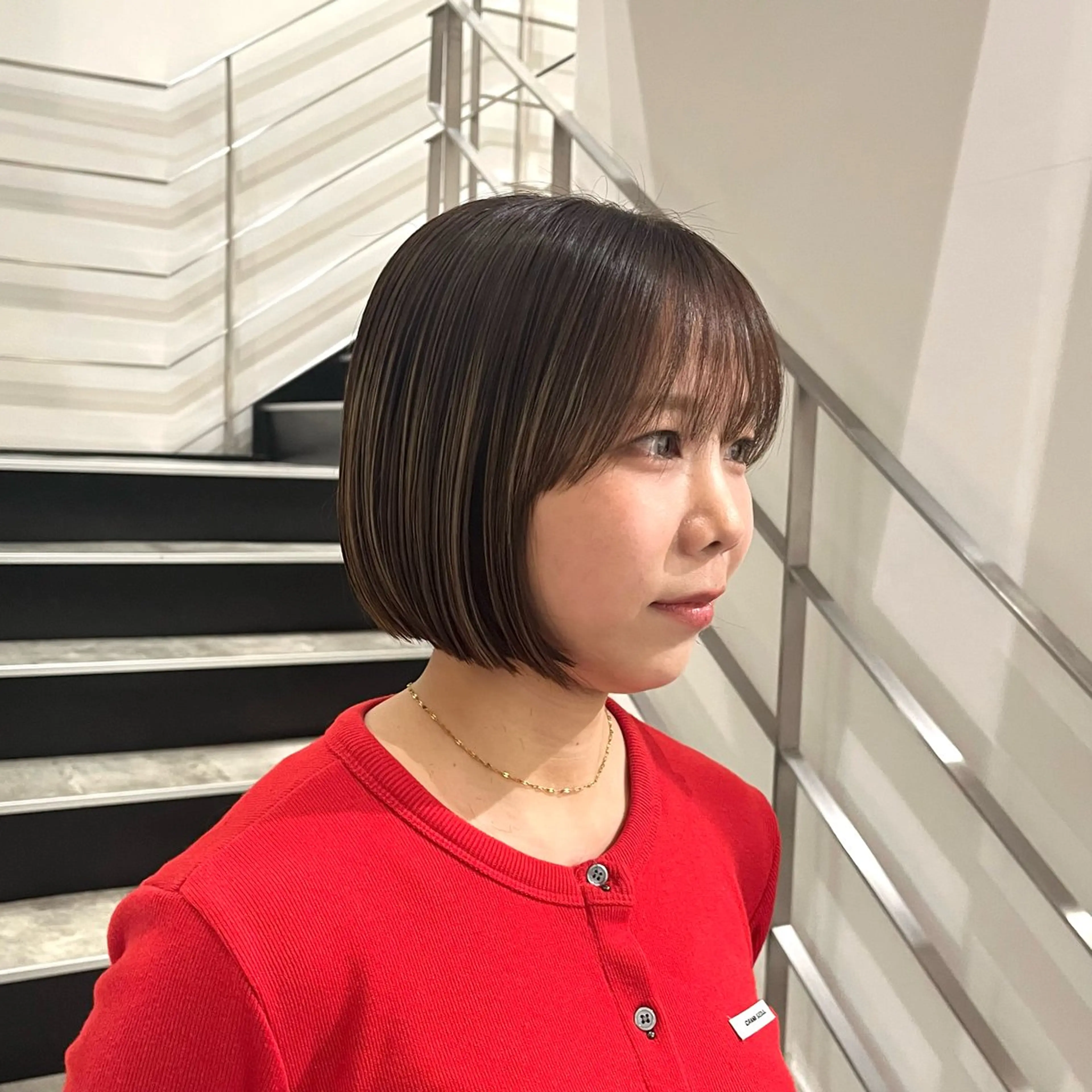 ミディアム カラー カット ヘアカラー ボブ/レイヤー/ ハッシュカット/河内のヘアスタイル