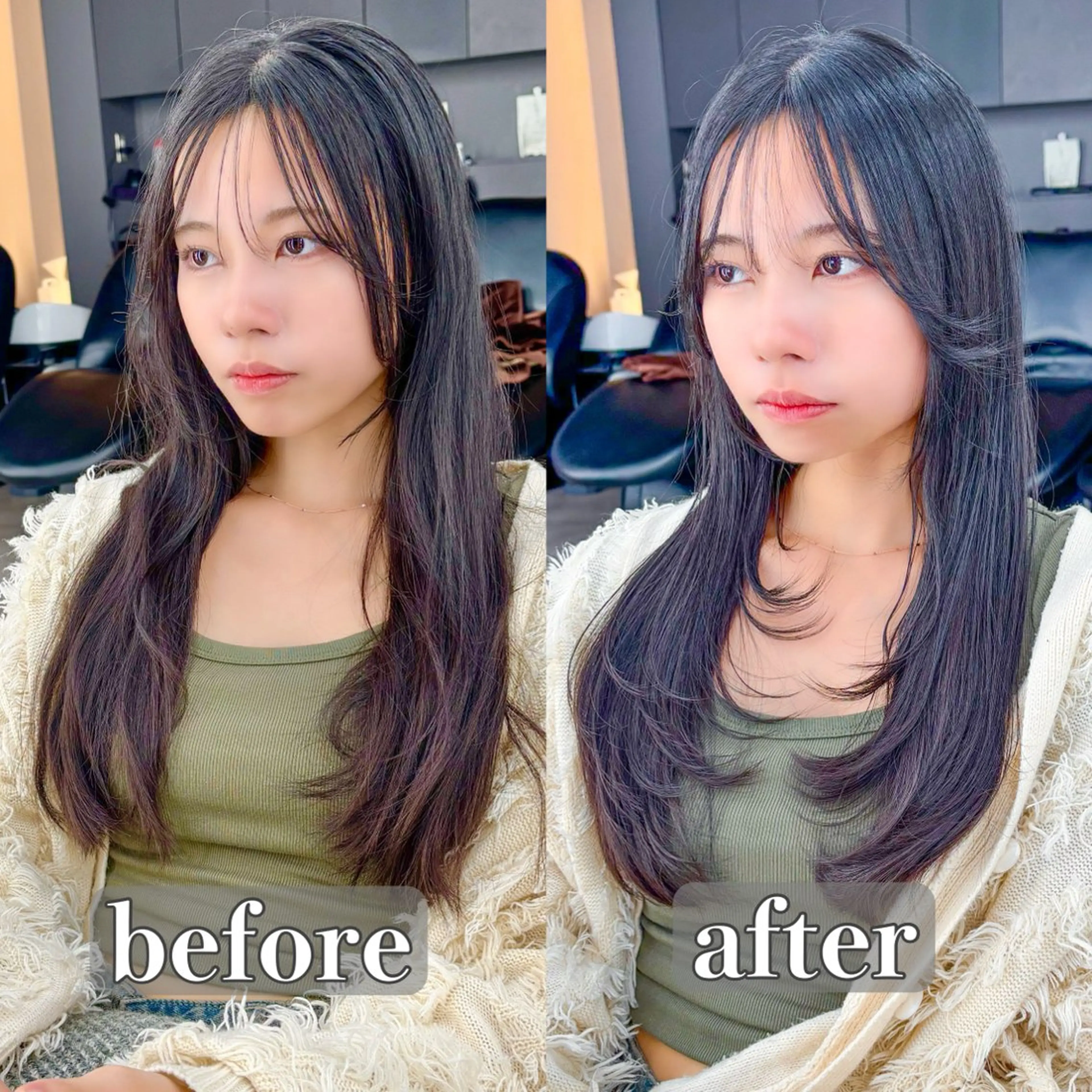 ロング ボブ/レイヤー/ 縮毛矯正/ 渡邊莉玖のヘアスタイル