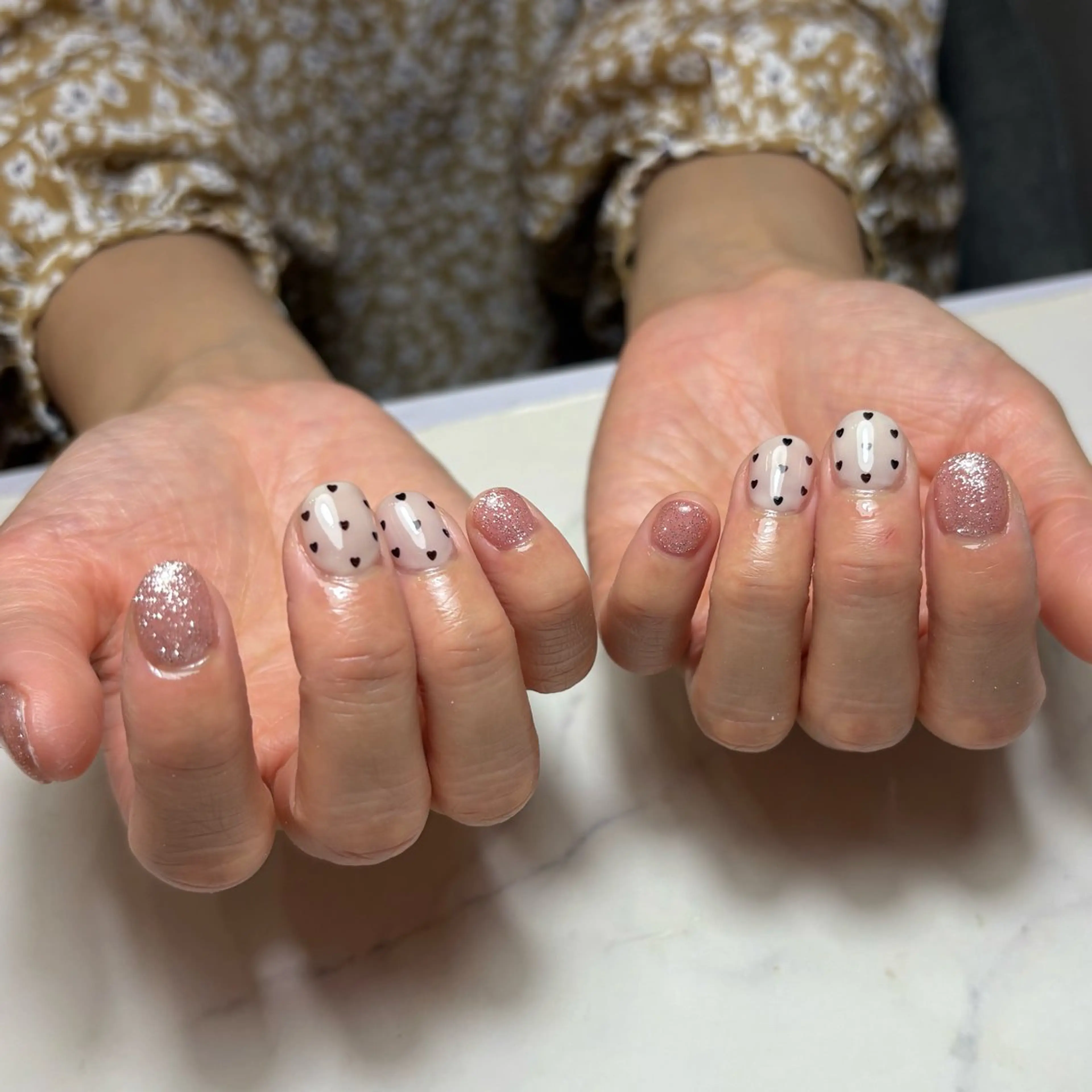 ネイル ドット ハート 💫 さりのネイルデザイン