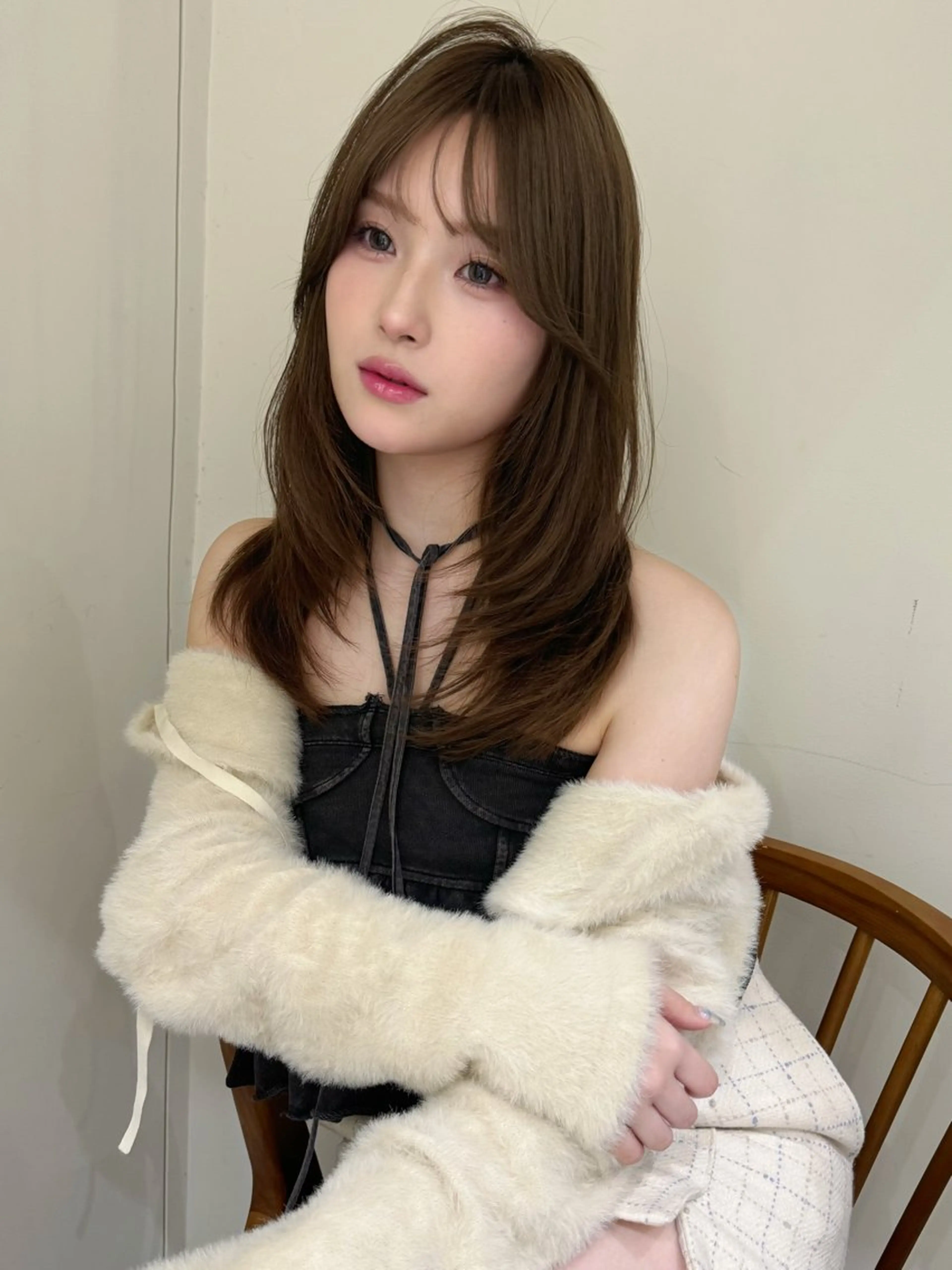 セミロング 韓国風ヘア レイヤーカット カット nonel.所属・透明感🍨レイヤー ヘアセット/miyuのヘアスタイル