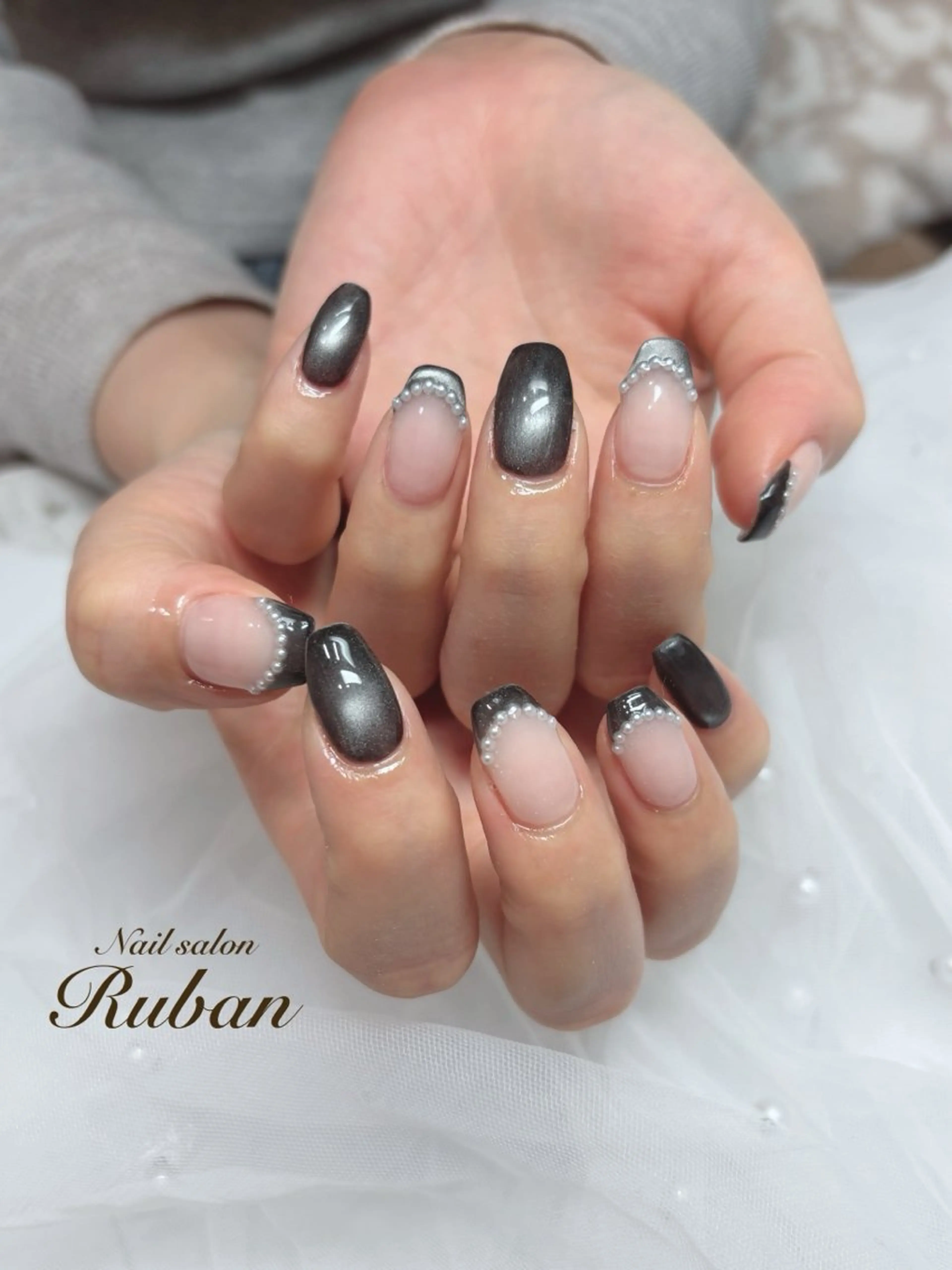 ネイル アートネイル フレンチネイル マグネットネイル 持ち込み Nail salon Rubanのネイルデザイン