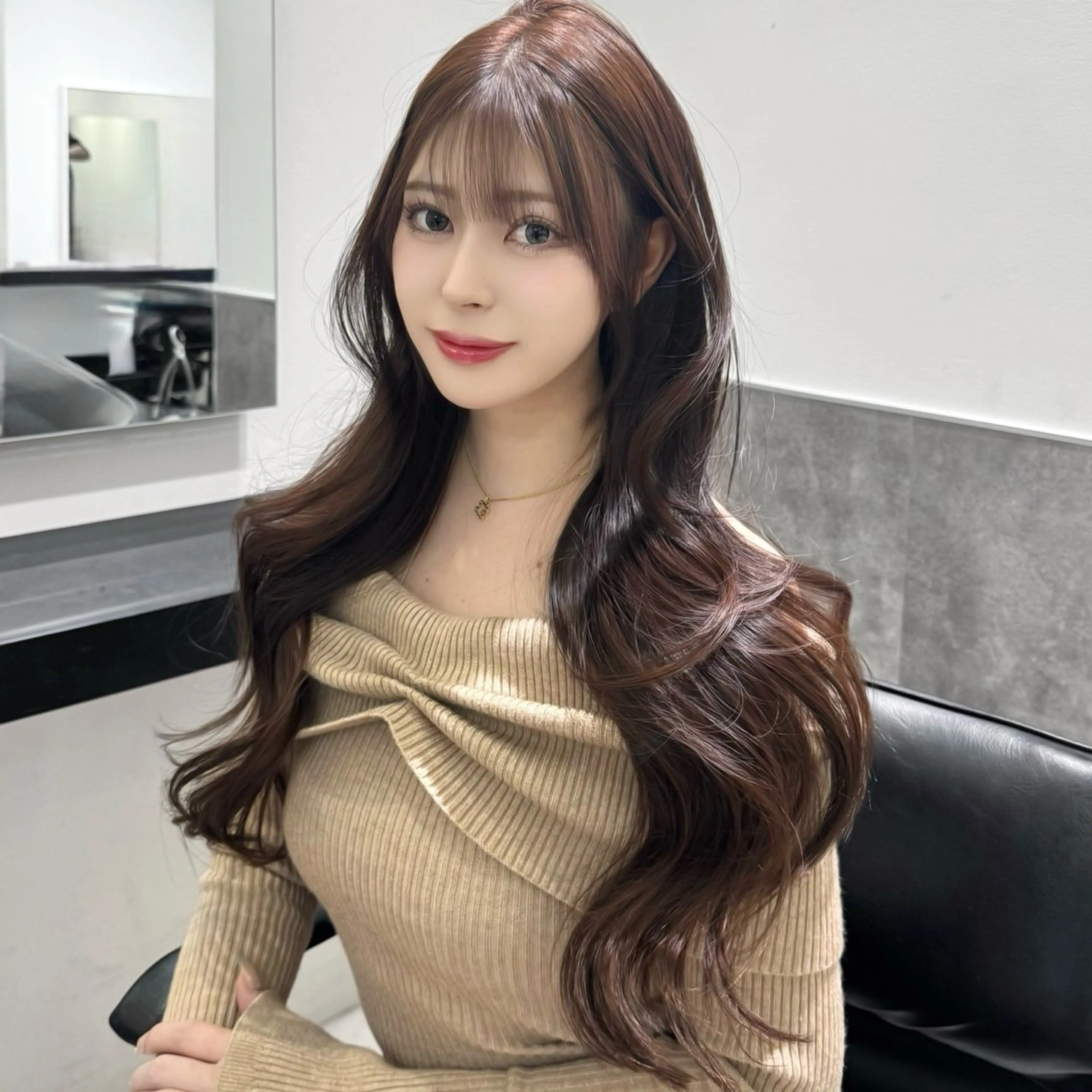 ロング カラー 顔周りカット レイヤーカット 小顔カット カット ヘアカラー トリートメント GO TODAY 原宿Verno店所属・韓国系支持率No.1 レイヤー特化/きょうのヘアスタイル