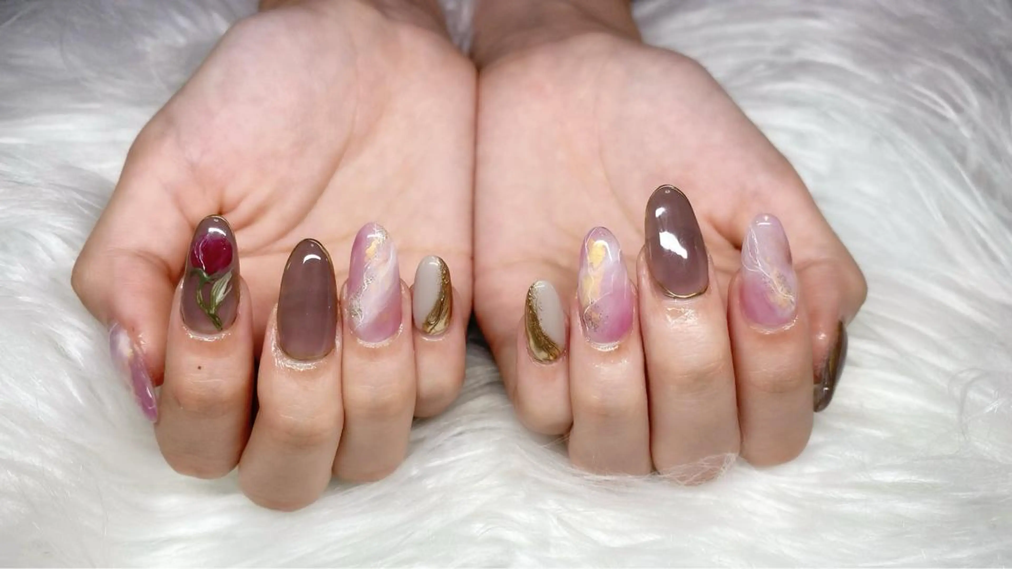 ネイル 大理石ネイル(マーブル) ピンク Era nailのネイルデザイン