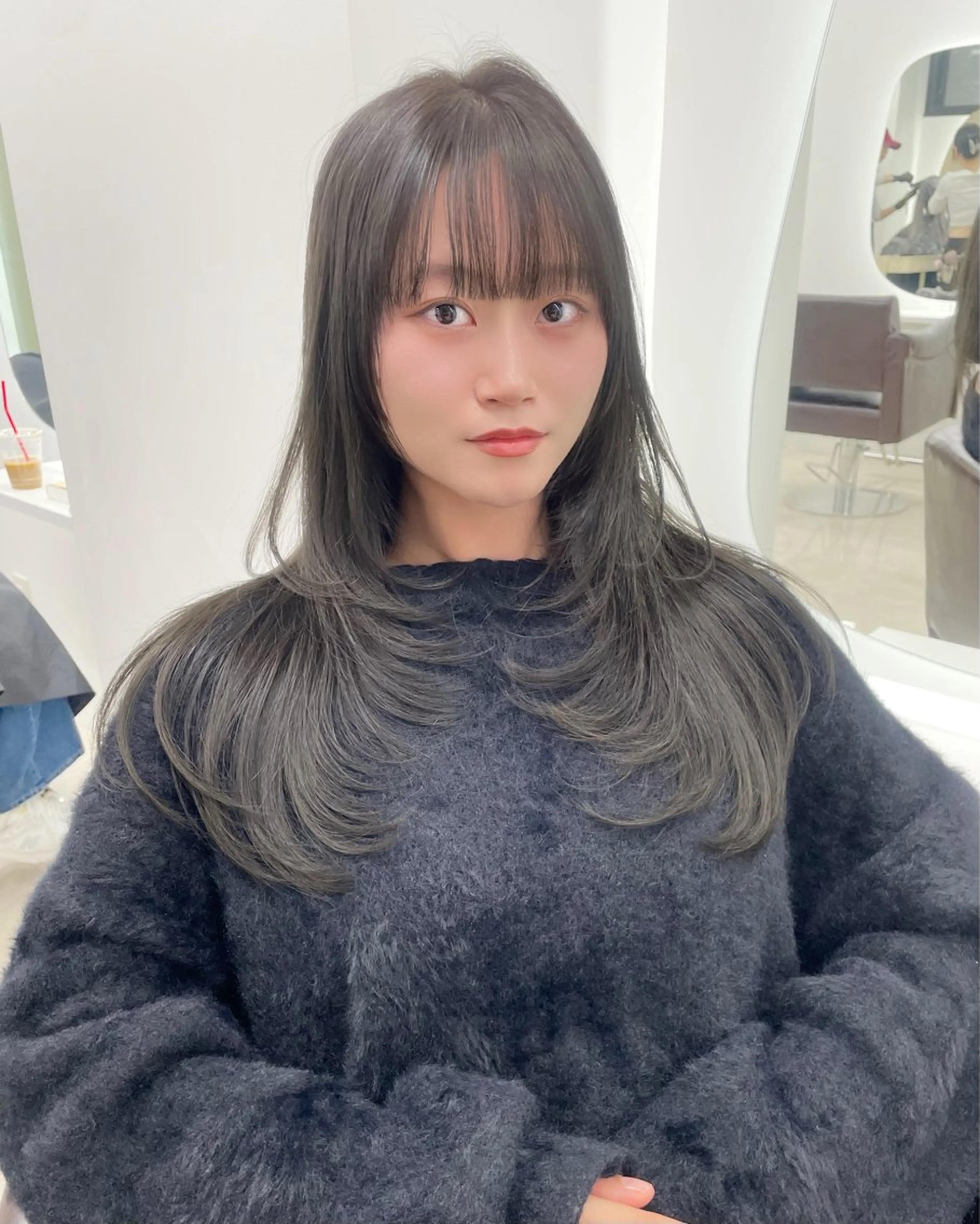 ロング カラー カット ヘアカラー トリートメント ヘアセット 新宿/韓国ヘア/ 髪質改善ストレートのヘアスタイル