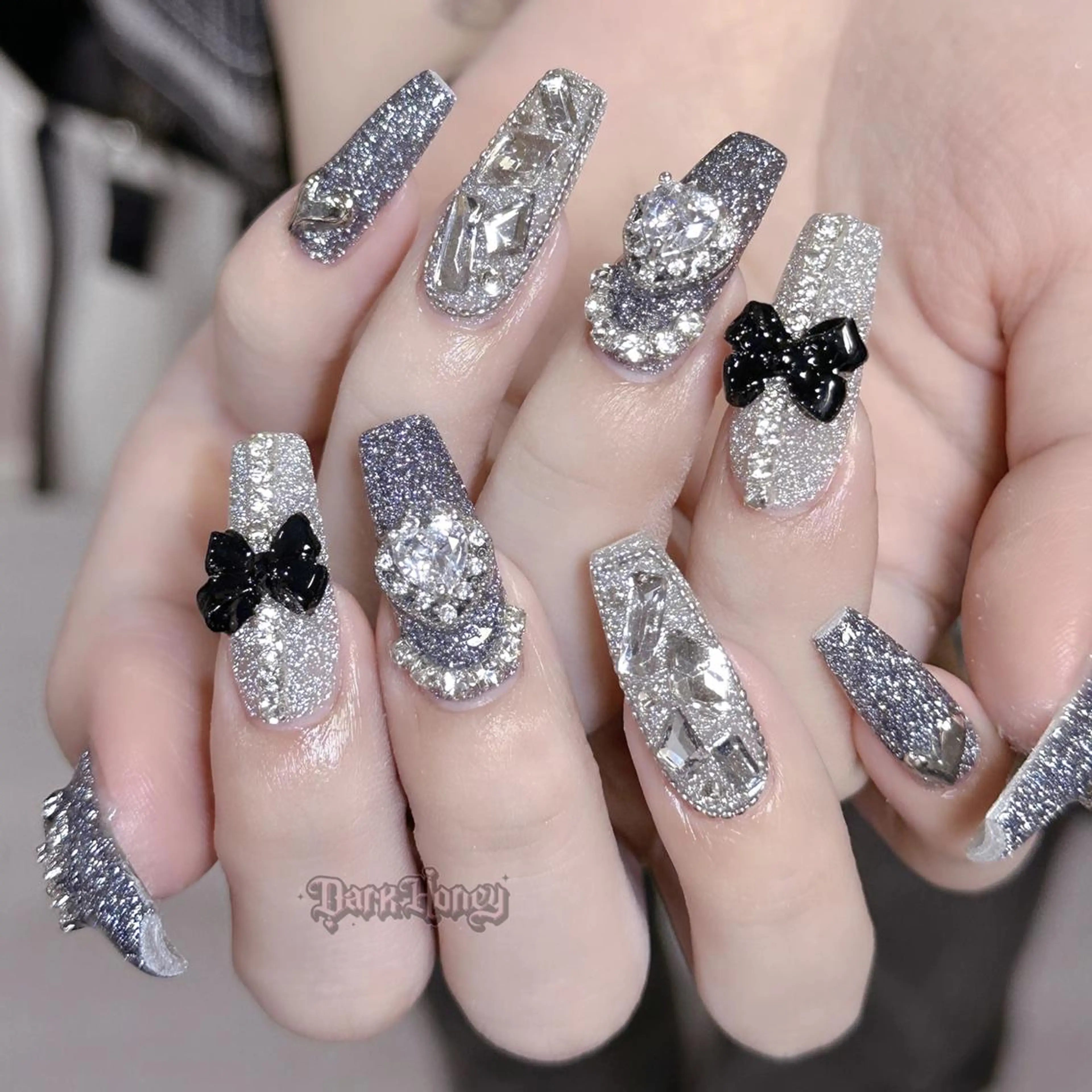 自爪105min💅やや派手💖🎀高級パーツアートやり放題 （ガーリー/韓国風/バレエコア）¥10450の写真