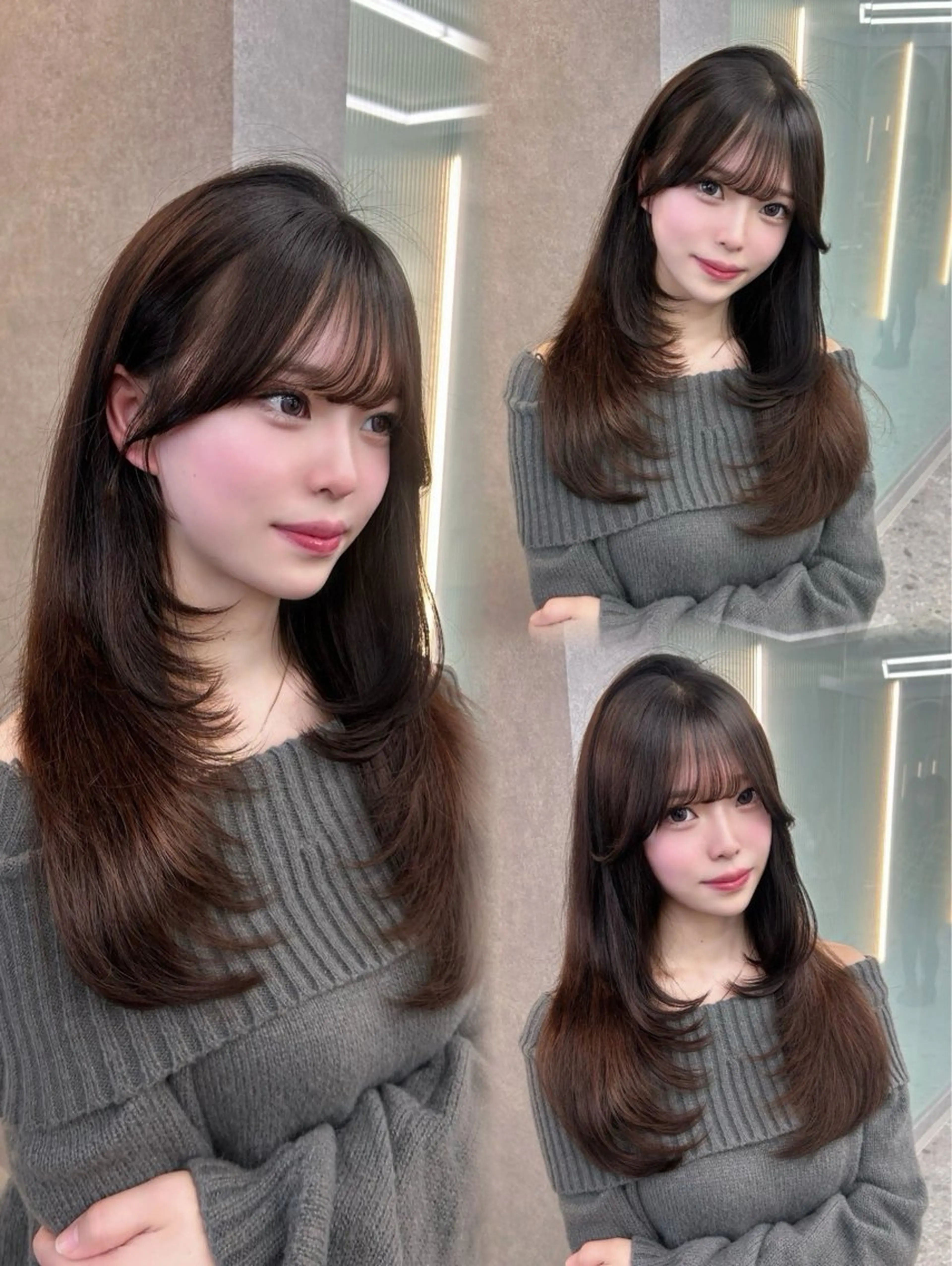 セミロング カラー ヘアアレンジ 顔まわりレイヤー レイヤーカット 小顔カット ワンホンヘア🖤 /miyuのヘアスタイル