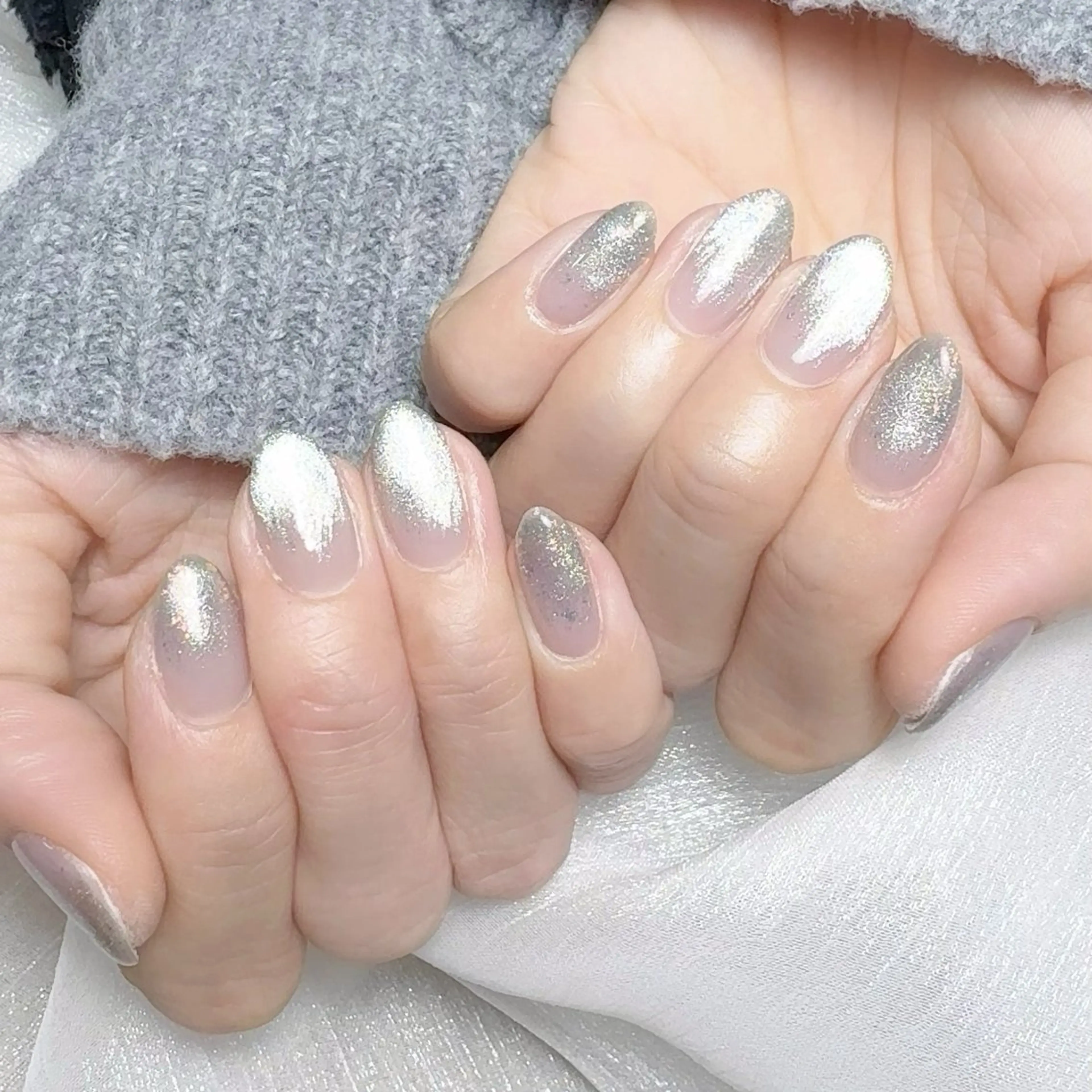 メンズ ネイル メンズ韓国風 アートネイル オーロラネイル ガーリー キラキラネイル ハンドネイル Nail salon 木にいるのネイルデザイン