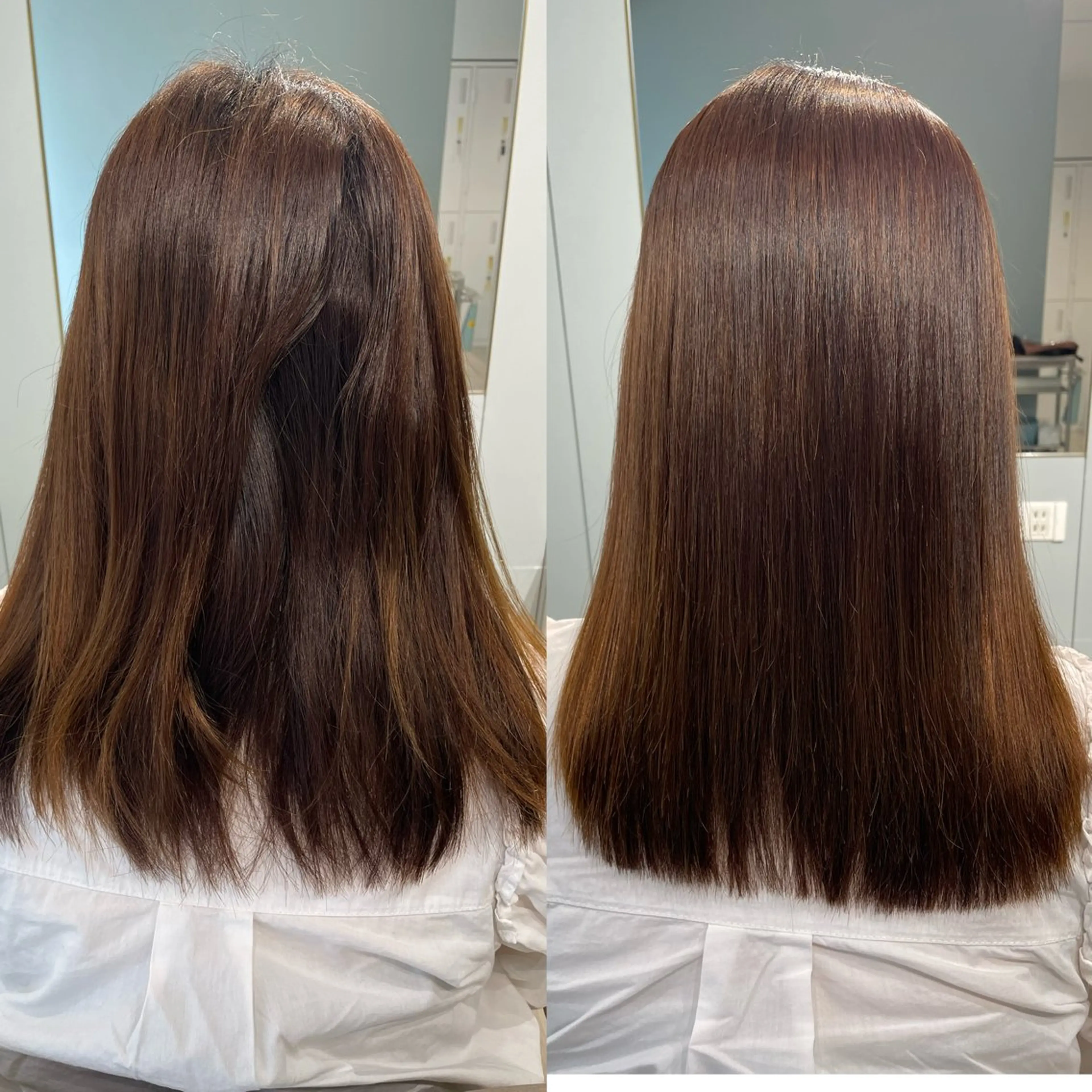 セミロング ヘアカラー 縮毛矯正 トリートメント 梅田縮毛矯正◻︎髪質 改善◻︎細見 了眞のヘアスタイル
