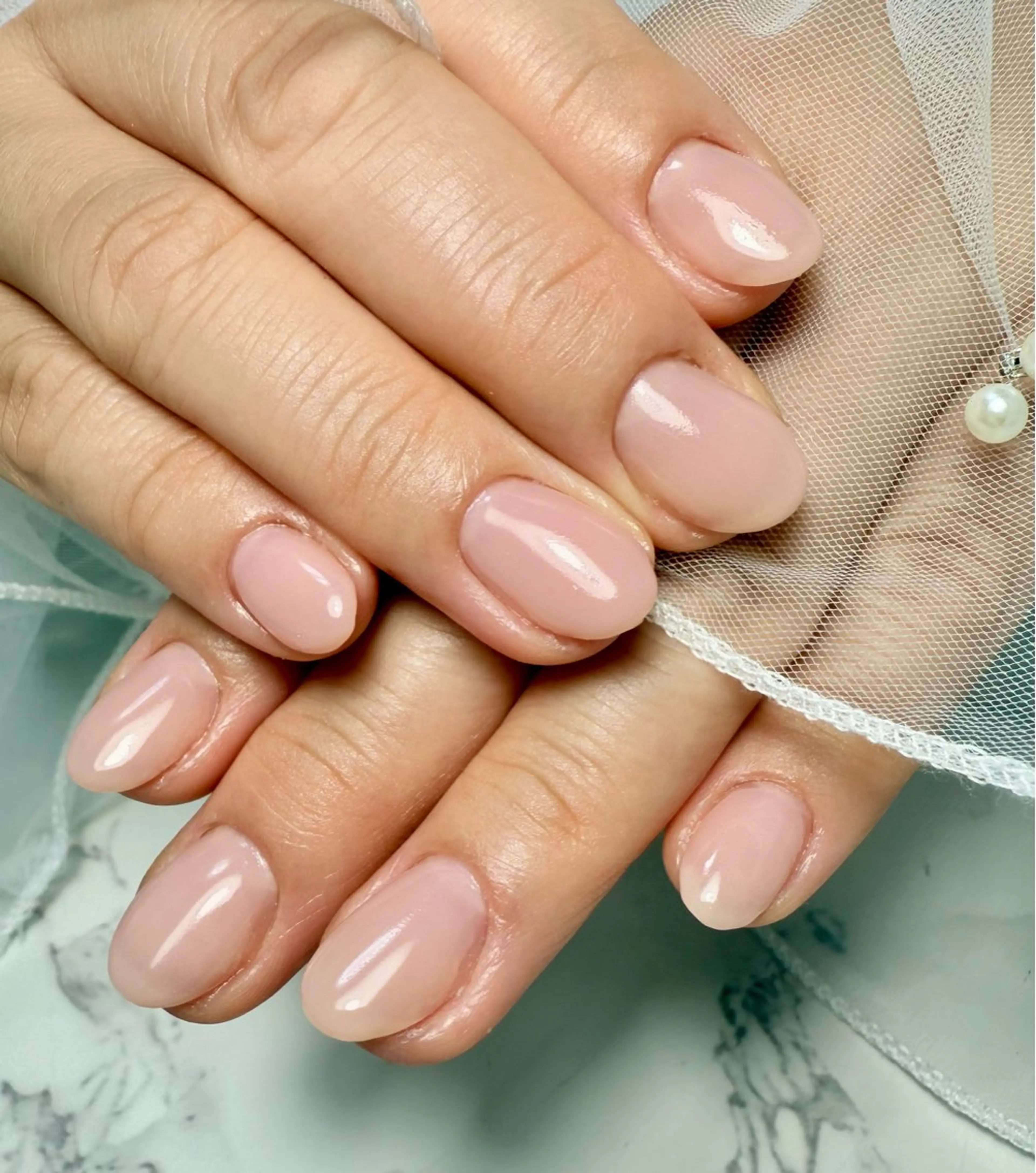 ネイル アートネイル フレンチネイル ガラスフレンチ 氷ネイル・うるうるネイル キラキラネイル M.N_ nailのネイルデザイン