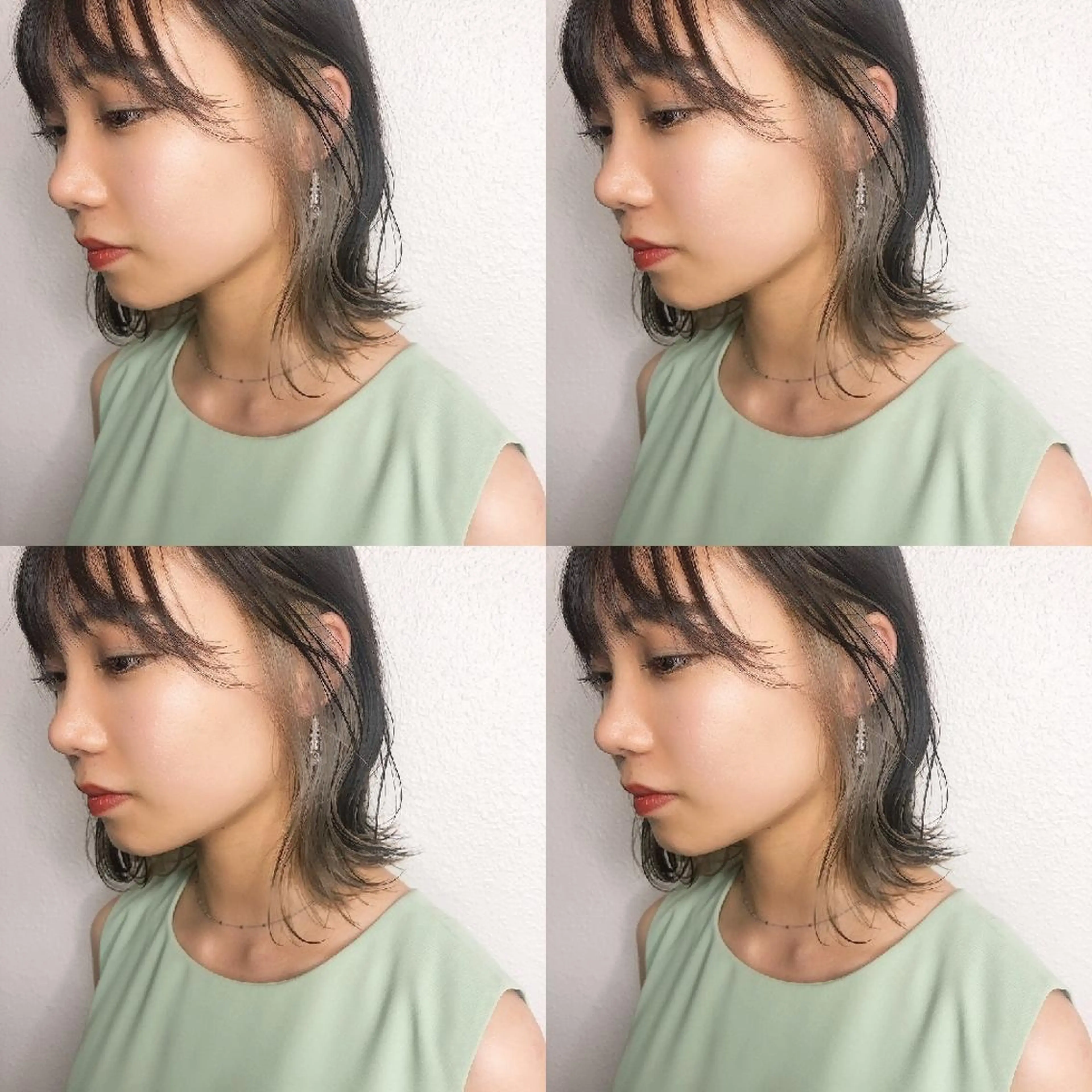 ミディアム カラー ヘアアレンジ インナーカラー 竹内啓太 ボブのヘアスタイル