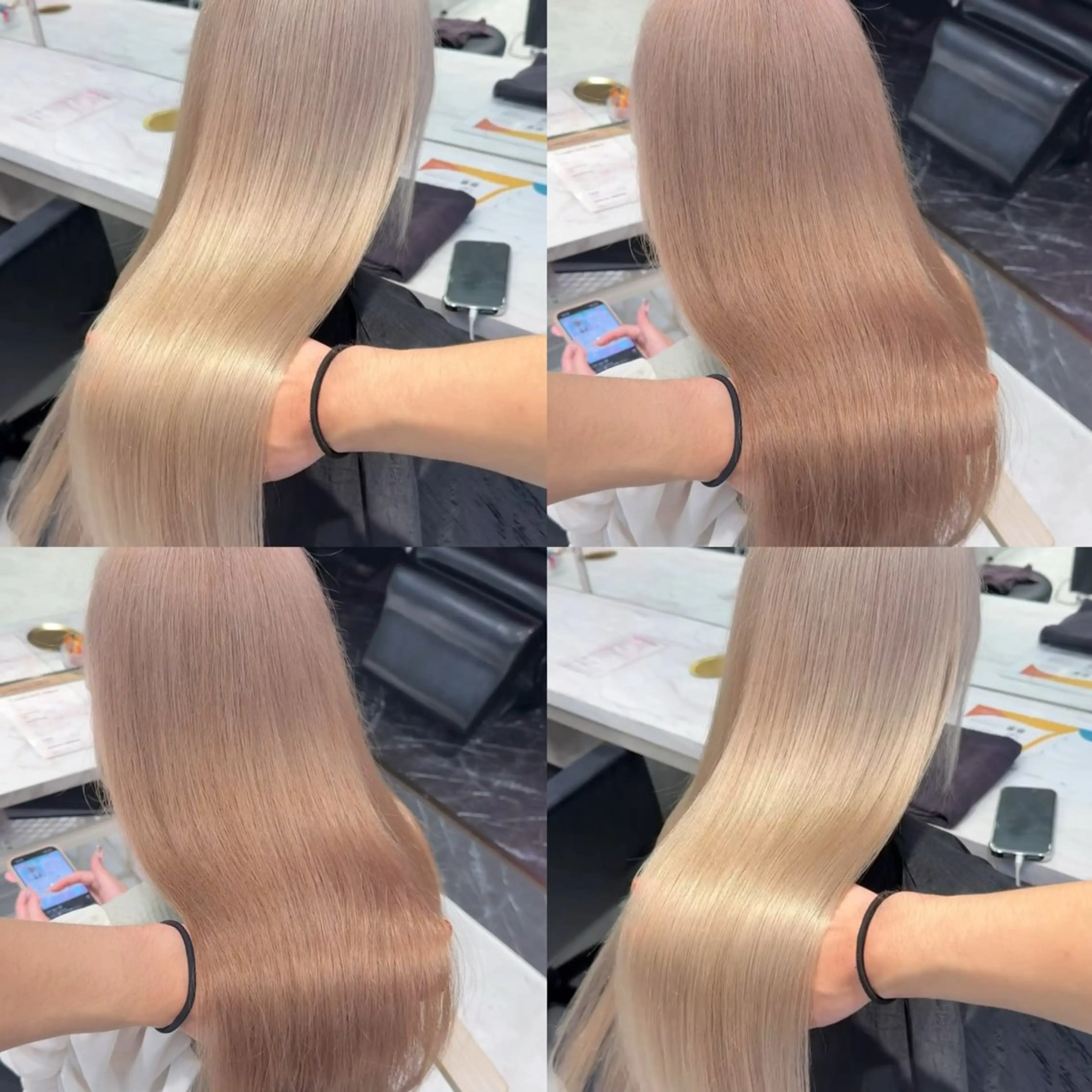 セミロング カラー ベージュカラー ブリーチ ブロンド ミルクティーベージュ ピンクカラー ヘアカラー 【🥀履歴修正🥀】 ハイトーン職人/拓真のヘアスタイル