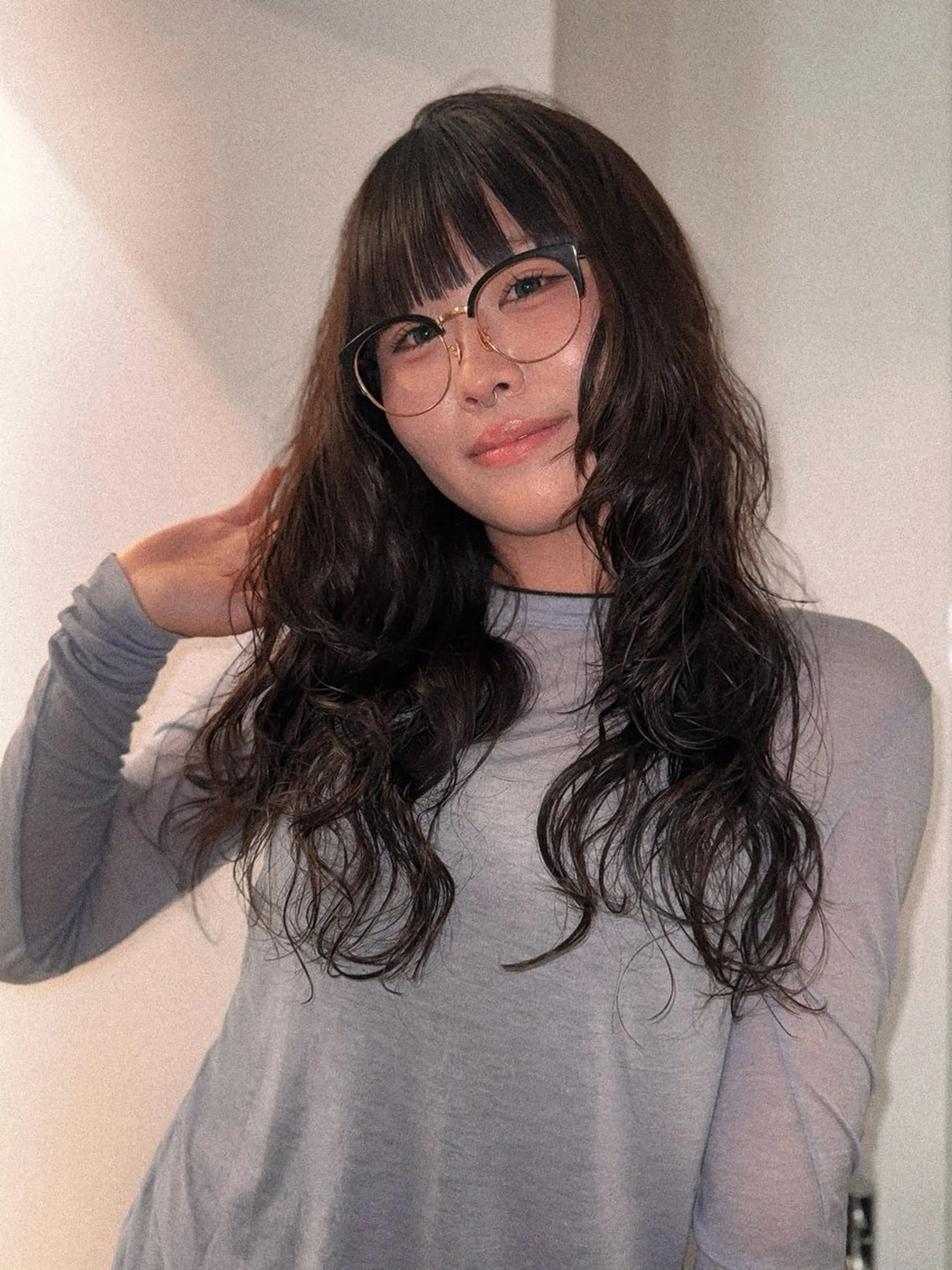 ロング パーマ カット パーマ ハイトーン/パーマ 大名 sakiのヘアスタイル