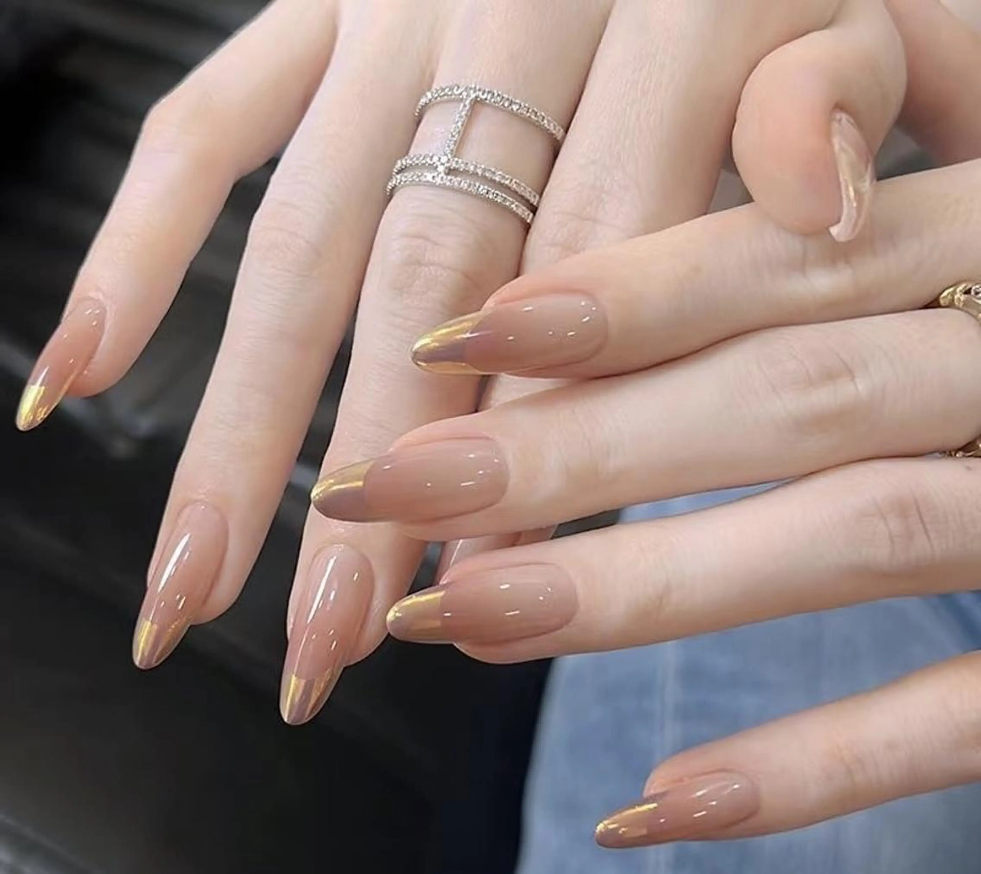 [ハンド]ミラーフレンチ/オーロラフレンチ　￥8900パーツ追加可能の写真