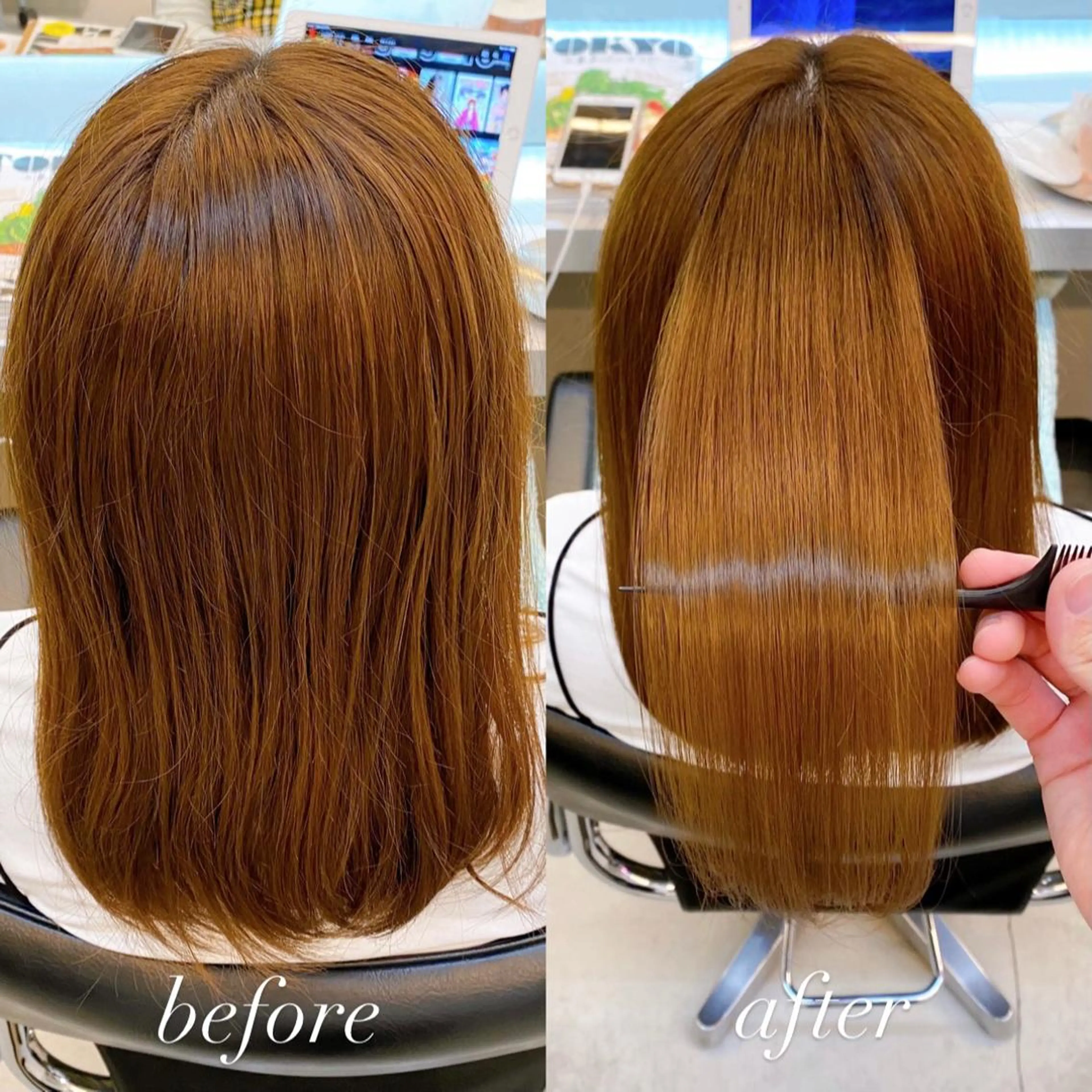 セミロング 髪質改善 トリートメント カット トリートメント 艶髪と透明感を ‼️/若林のヘアスタイル