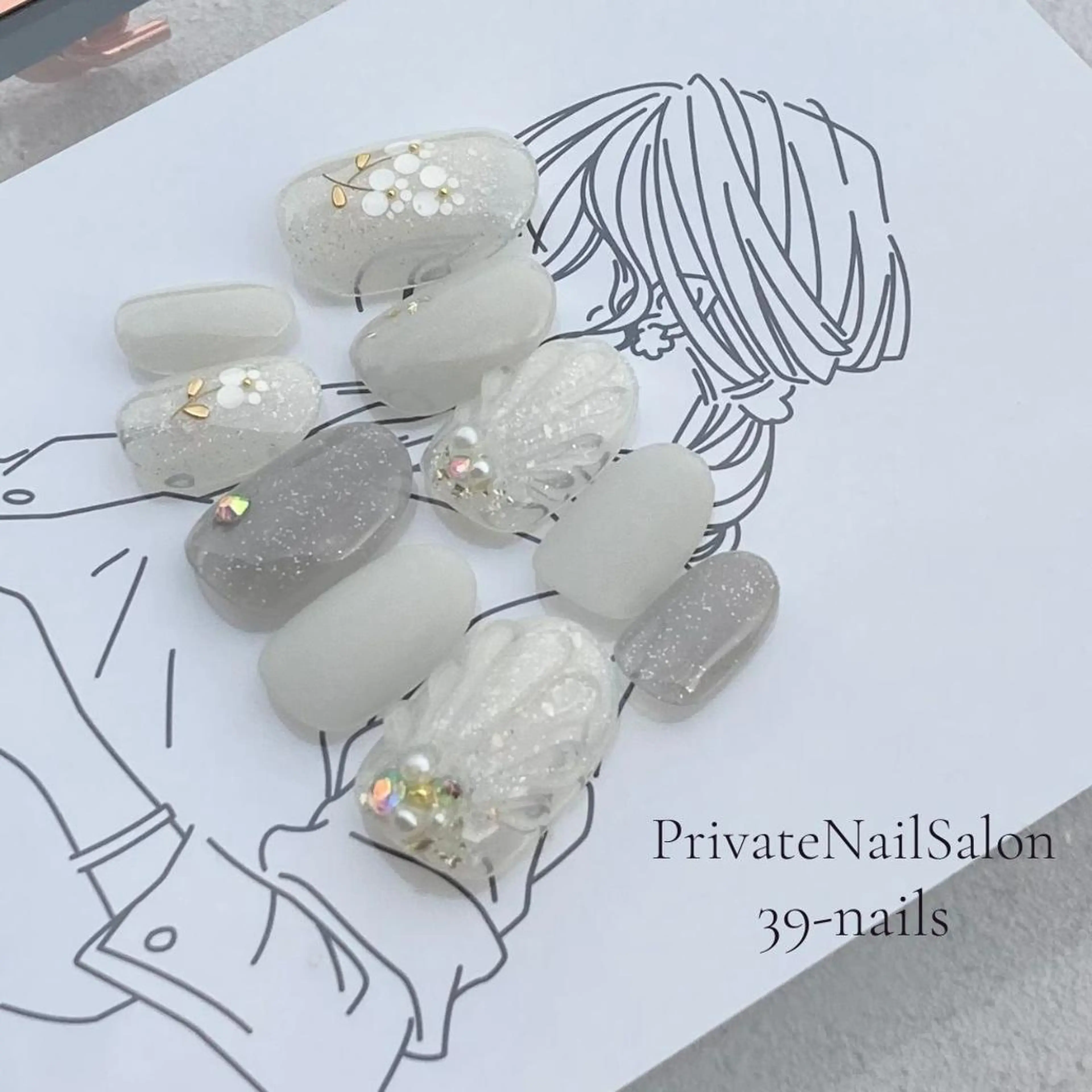 ネイル 成人式 ジェルネイル パラジェル ぷっくりネイル ブライダルネイル 39-nails EharaMikuのネイルデザイン