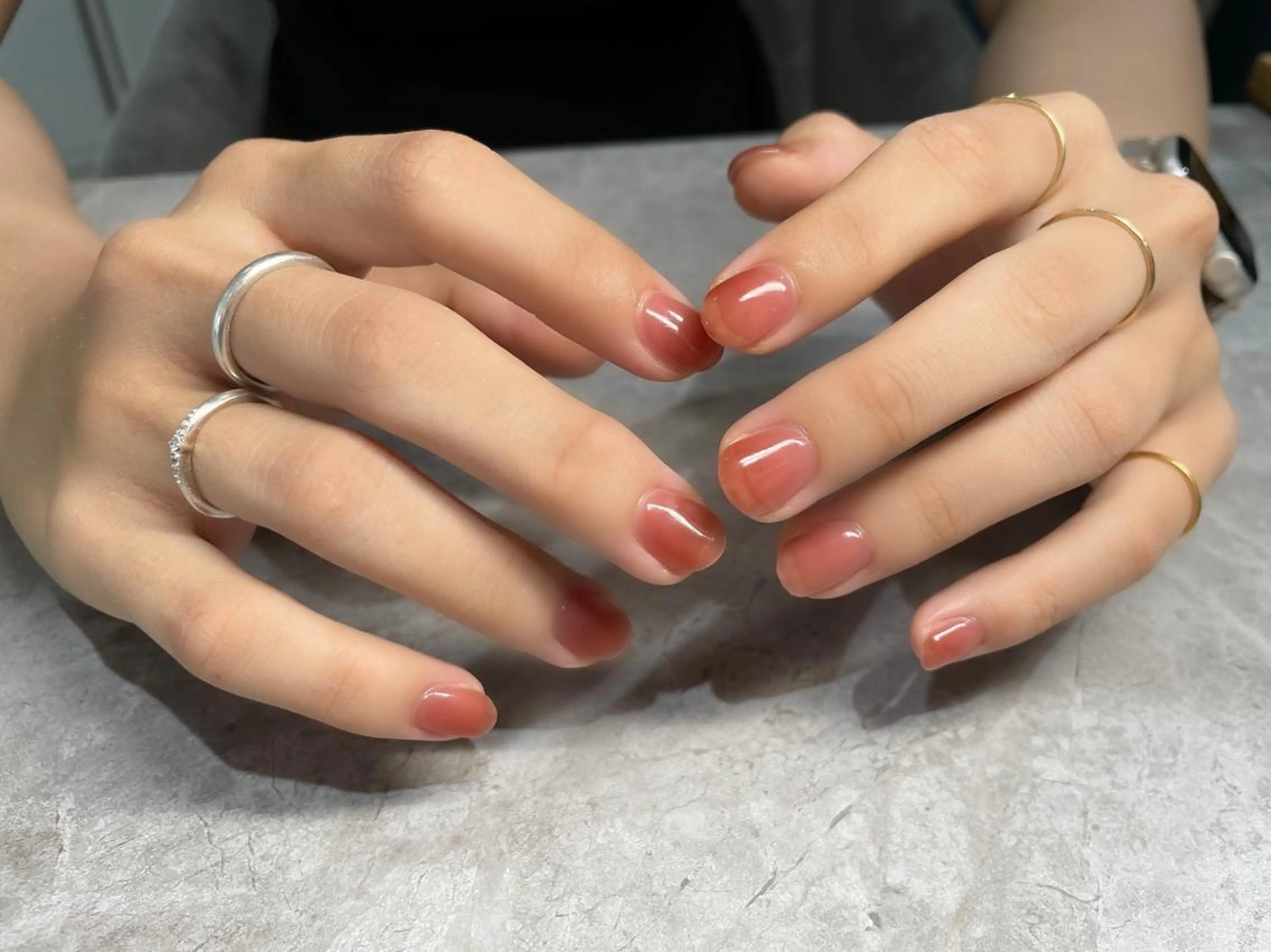 ネイル ブルー ブラウン オレンジ Nail Salon Lindaのネイルデザイン