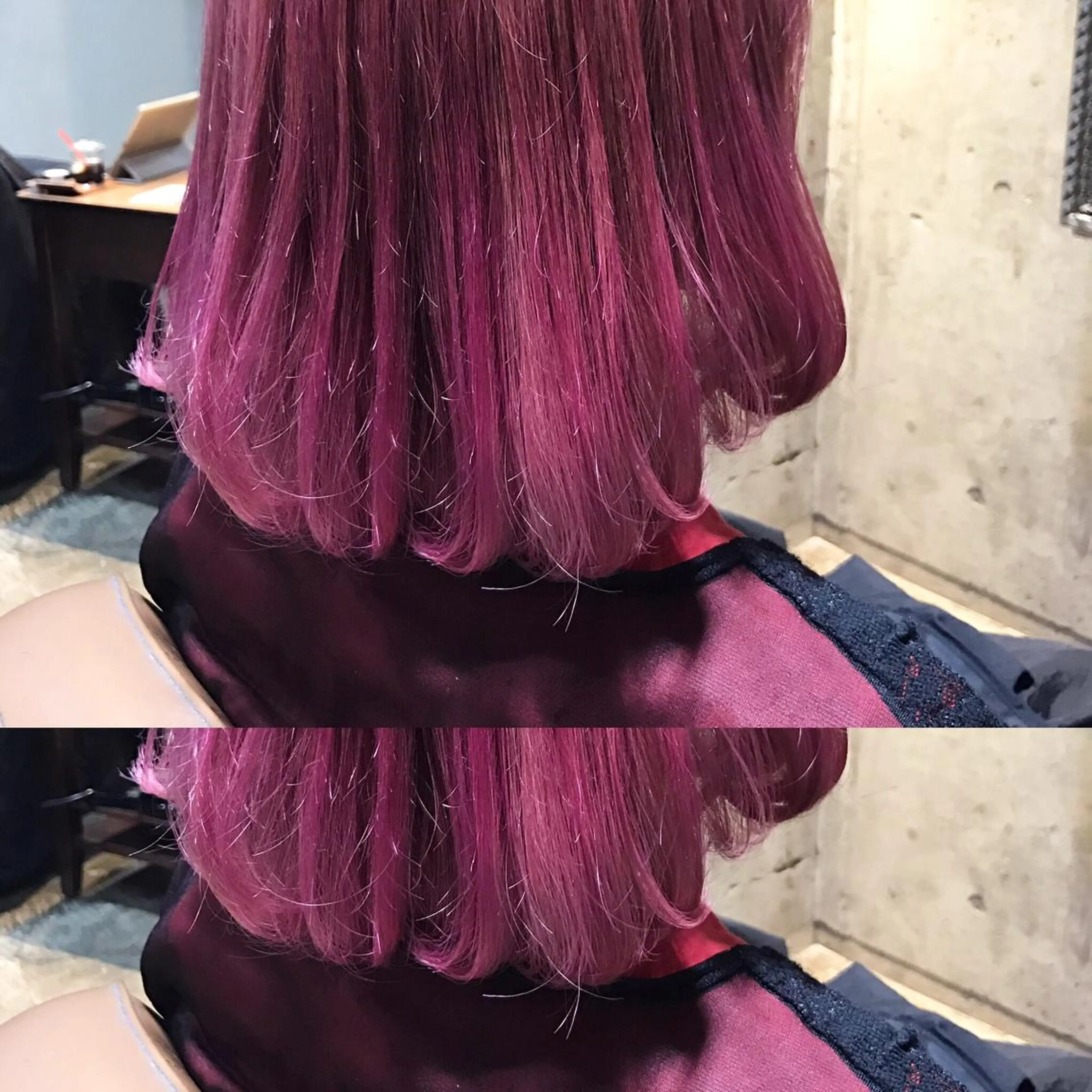 ミディアム カラー ダブルカラー ピンクカラー サロンドミルク 原宿のヘアスタイル