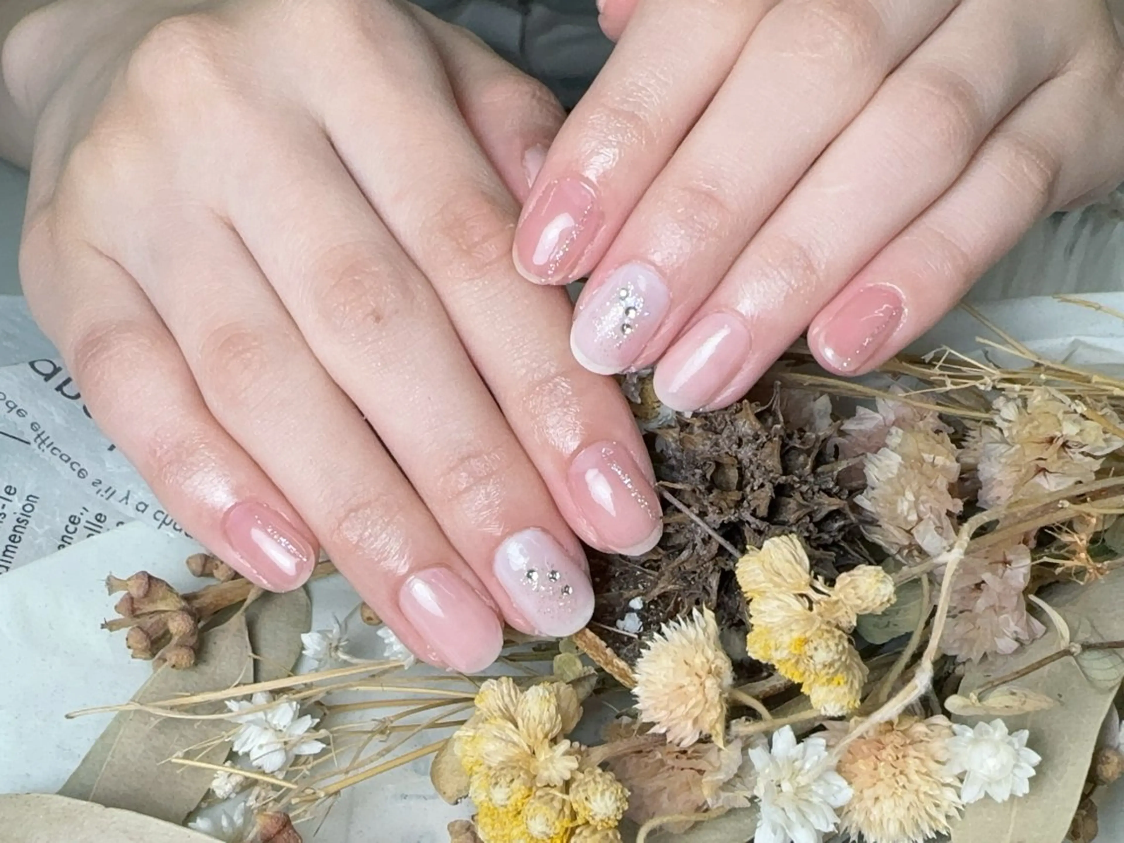 ネイル 長さ出し フレンチネイル ジェルネイル ガラスフレンチ 韓国ネイル For U nail スカルプ専門店のネイルデザイン