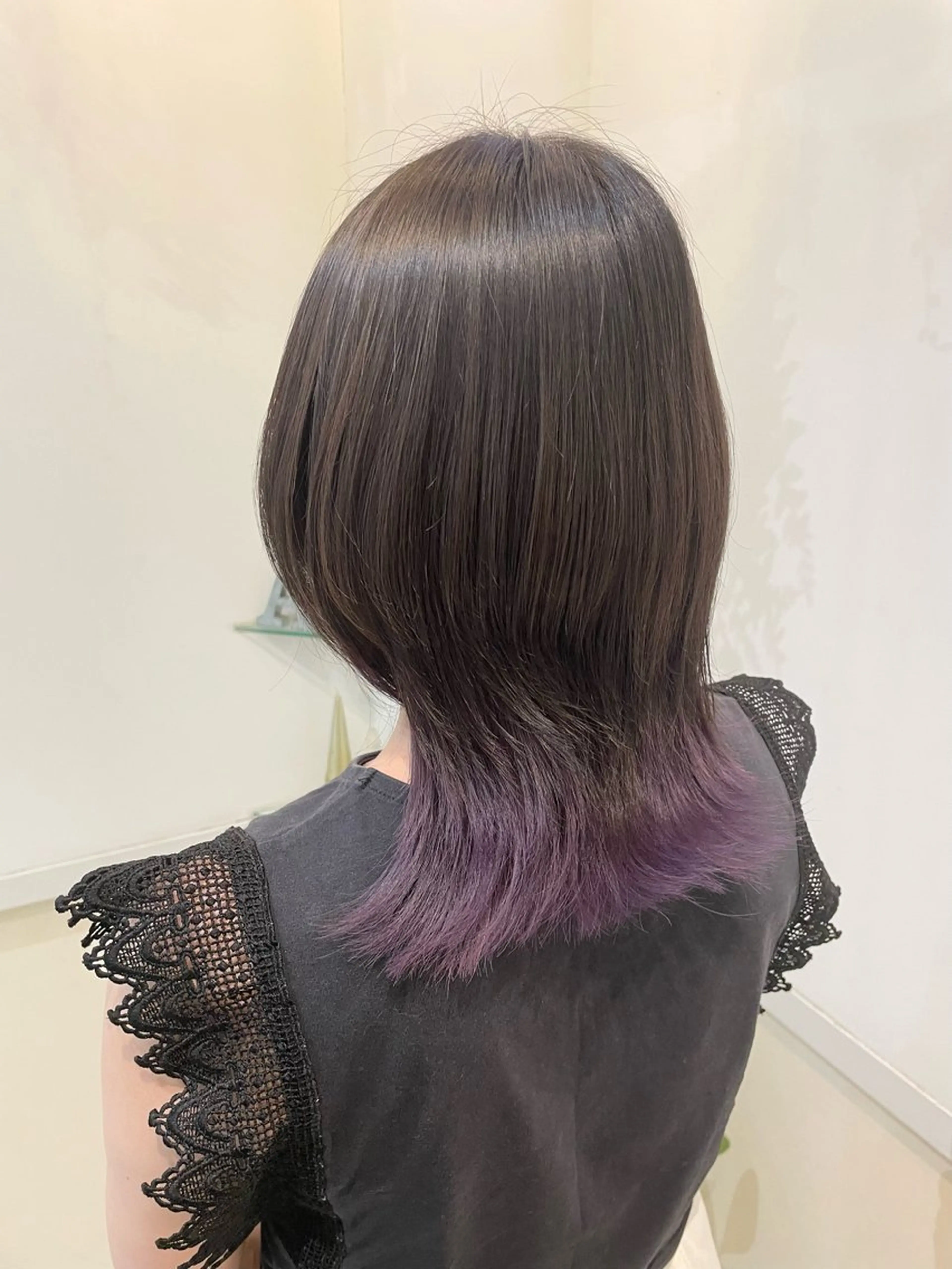 ミディアム カラー ヘアカラー トリートメント 髪質改善カラー🤍 エクステ✨君島由実子のヘアスタイル