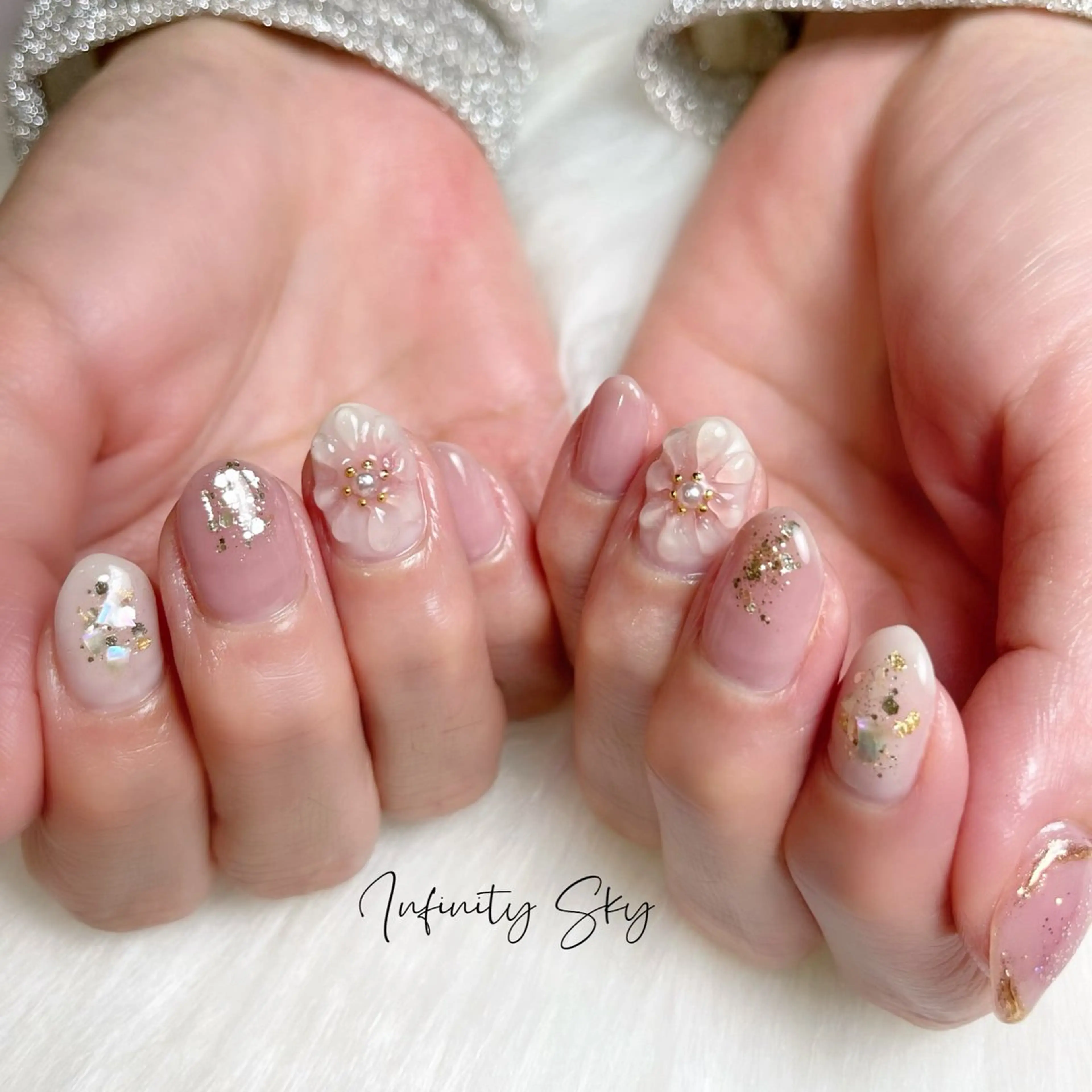 ネイル フラワーネイル ぷっくりネイル infinity skyのネイルデザイン