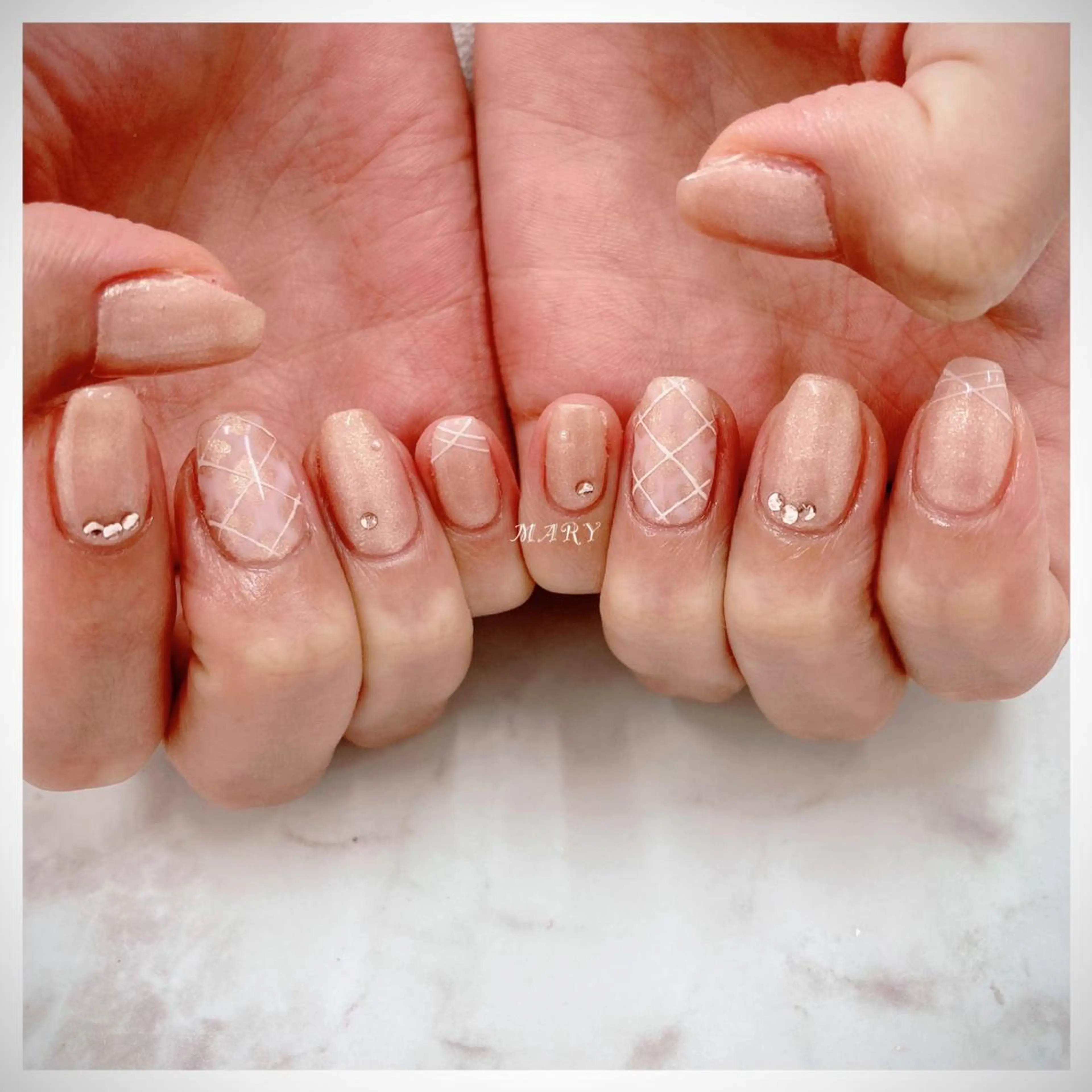 ネイル ニュアンスネイル ワンカラーネイル ピンク スクエアネイル ハンドネイル Mary nail .narumiのネイルデザイン