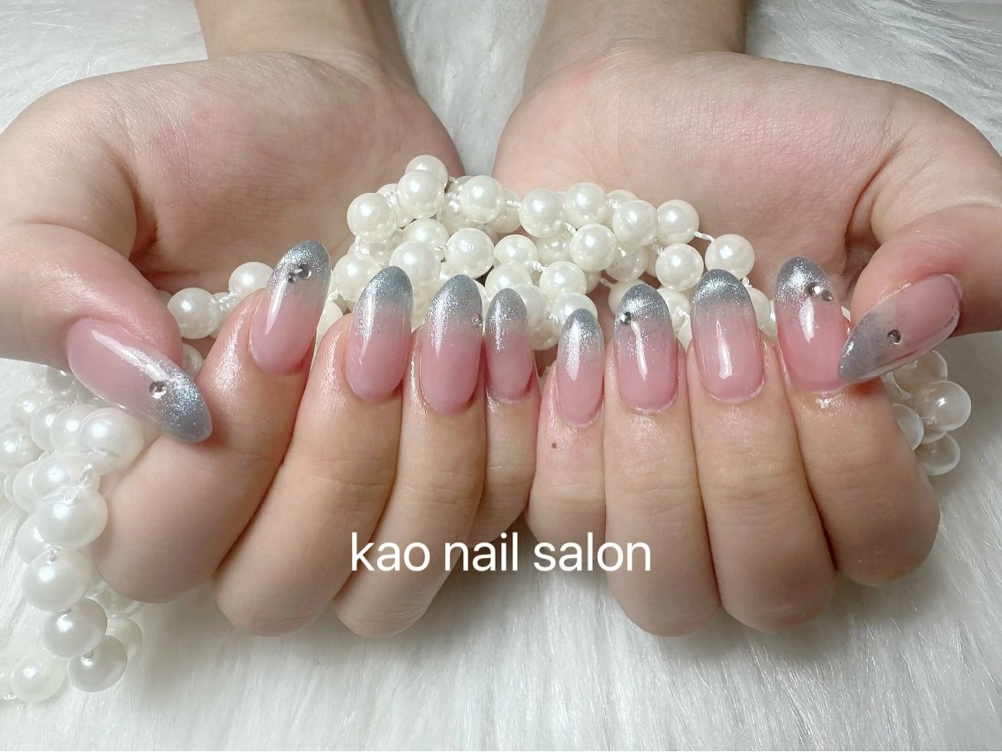 ネイル チークネイル 長さ出し フレンチネイル ジェルネイル ガラスフレンチ kao nail マグネット/長さだしのネイルデザイン