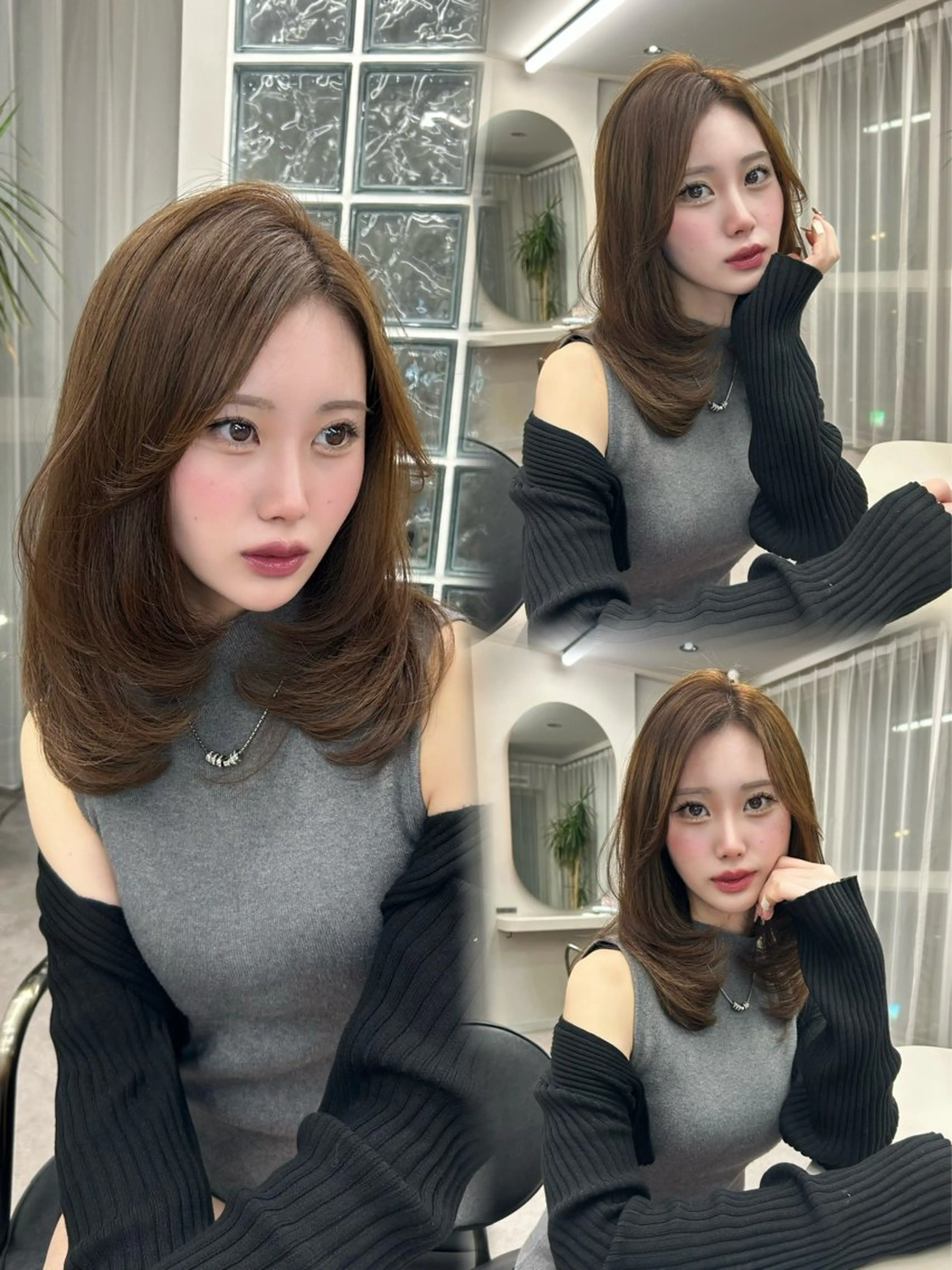 ミディアム カラー ヘアアレンジ 韓国風ヘア レイヤーカット 小顔カット ワンホンヘア🖤 /miyuのヘアスタイル
