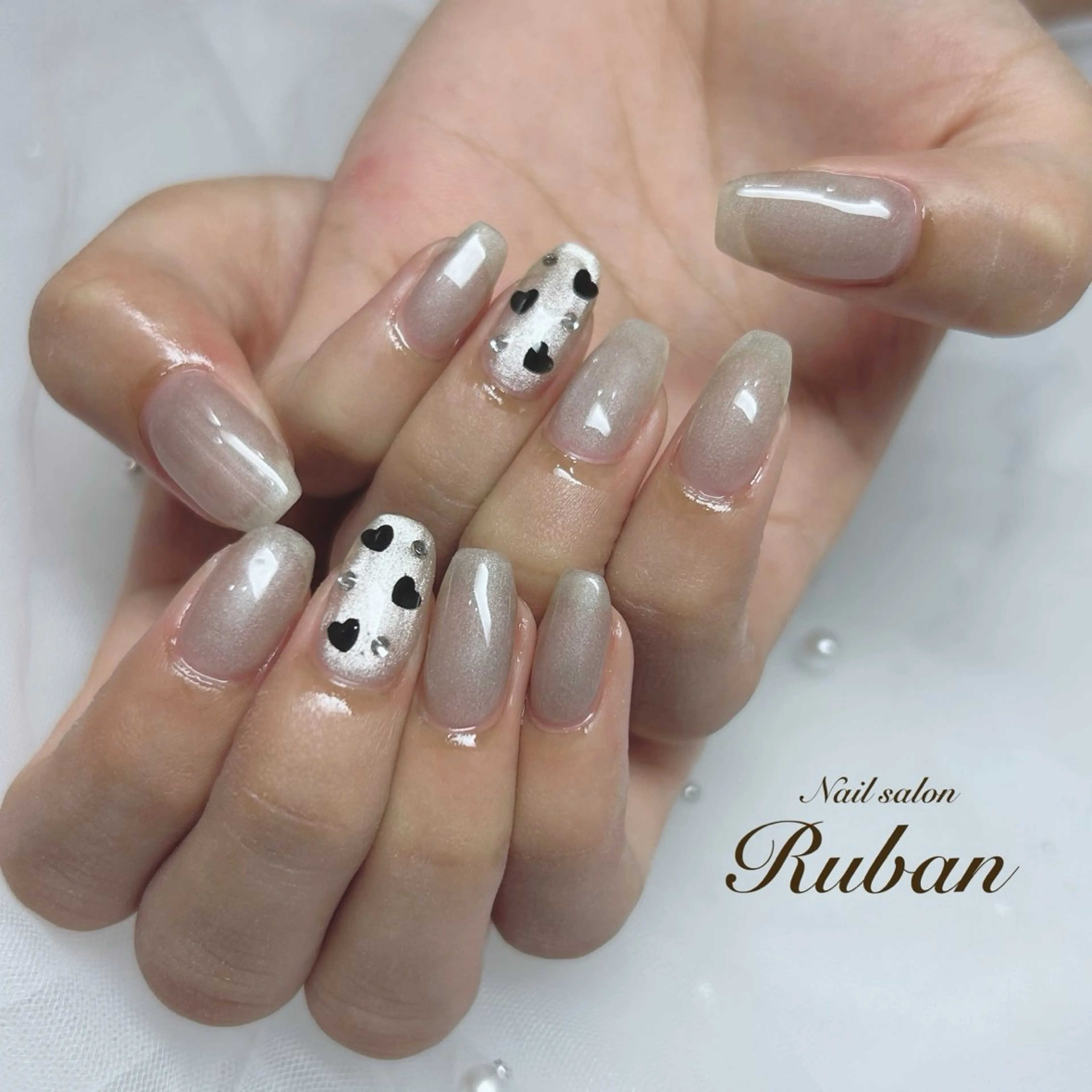 ネイル ハート マグネットネイル Nail salon Rubanのネイルデザイン