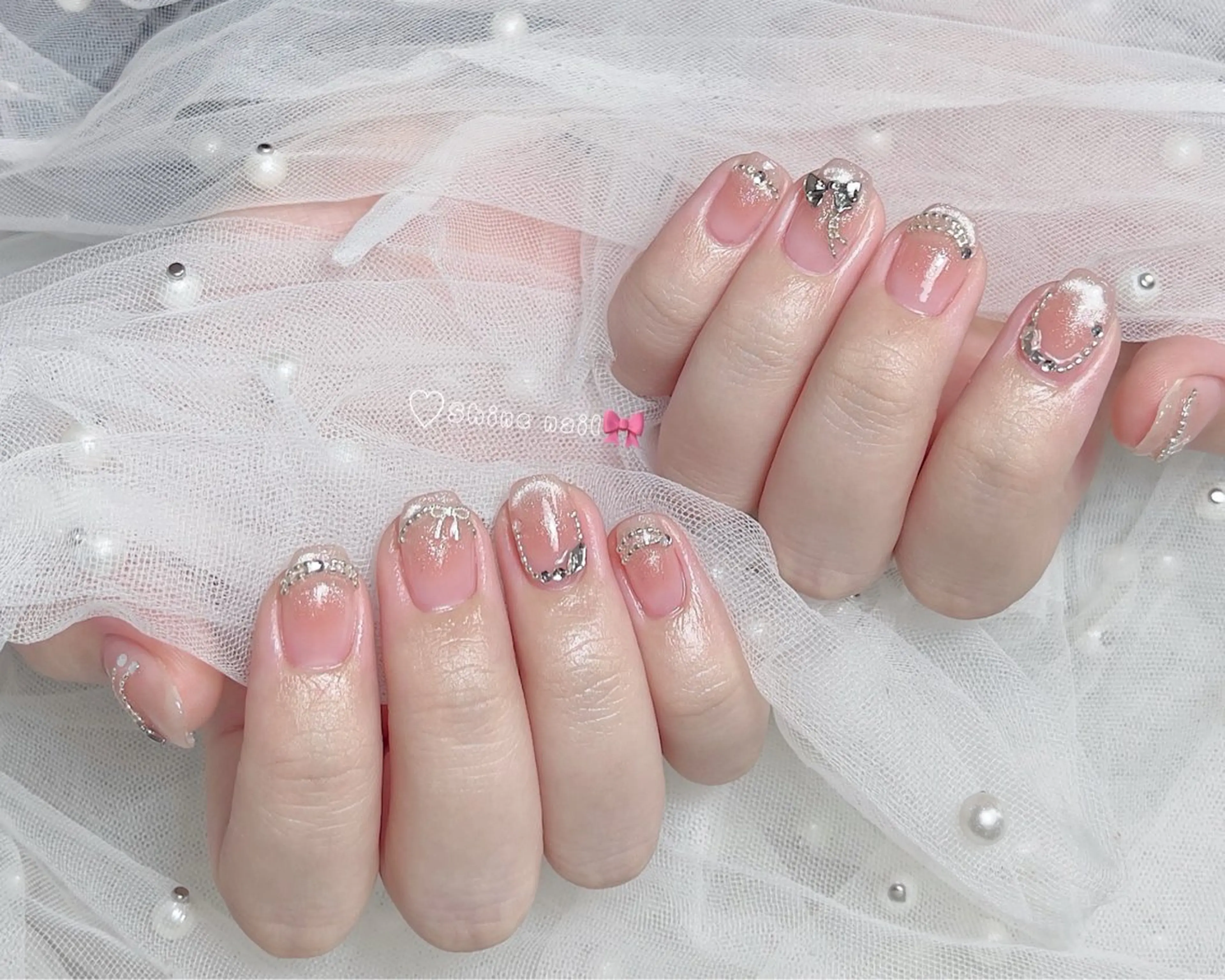 ネイル ハンドネイル shine 🎀 長さだし&デザインのネイルデザイン