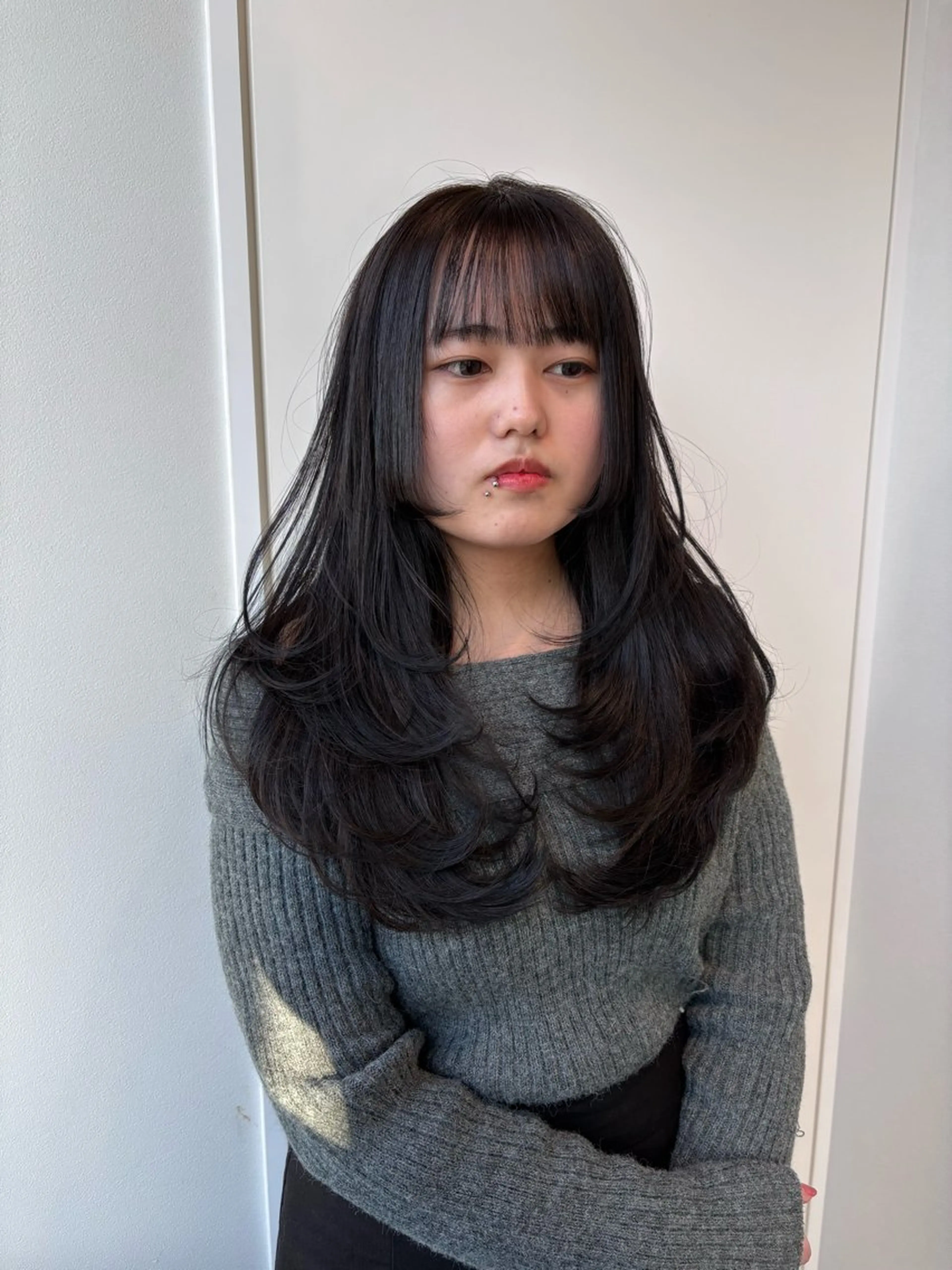 ロング カラー 顔周りカット 姫カット レイヤーカット カット ヘアカラー トリートメント 穐田 航のヘアスタイル