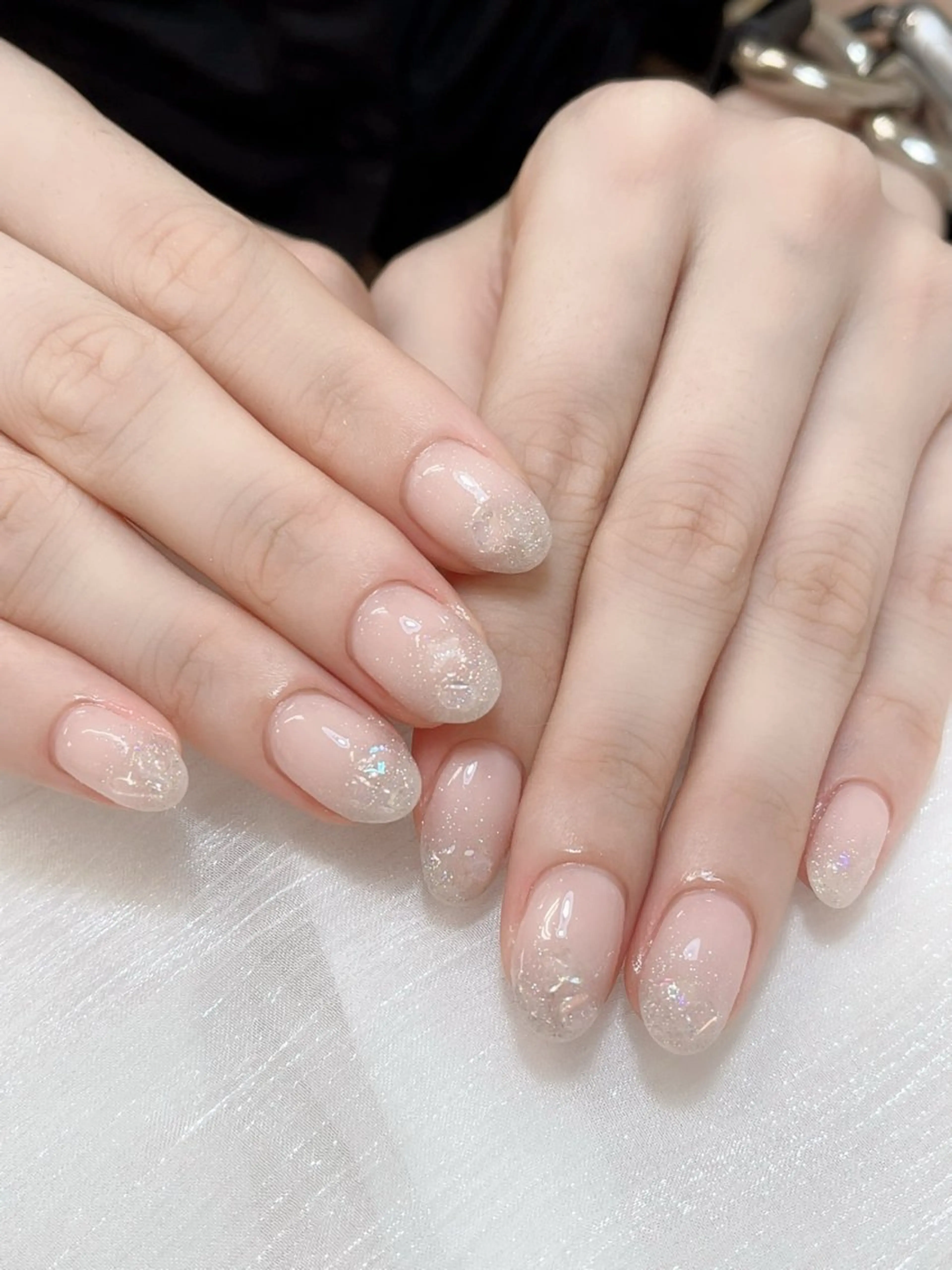 ネイル チークネイル フレンチネイル グラデーション キラキラネイル 韓国ネイル ハンドネイル DUO MI nail salonのネイルデザイン
