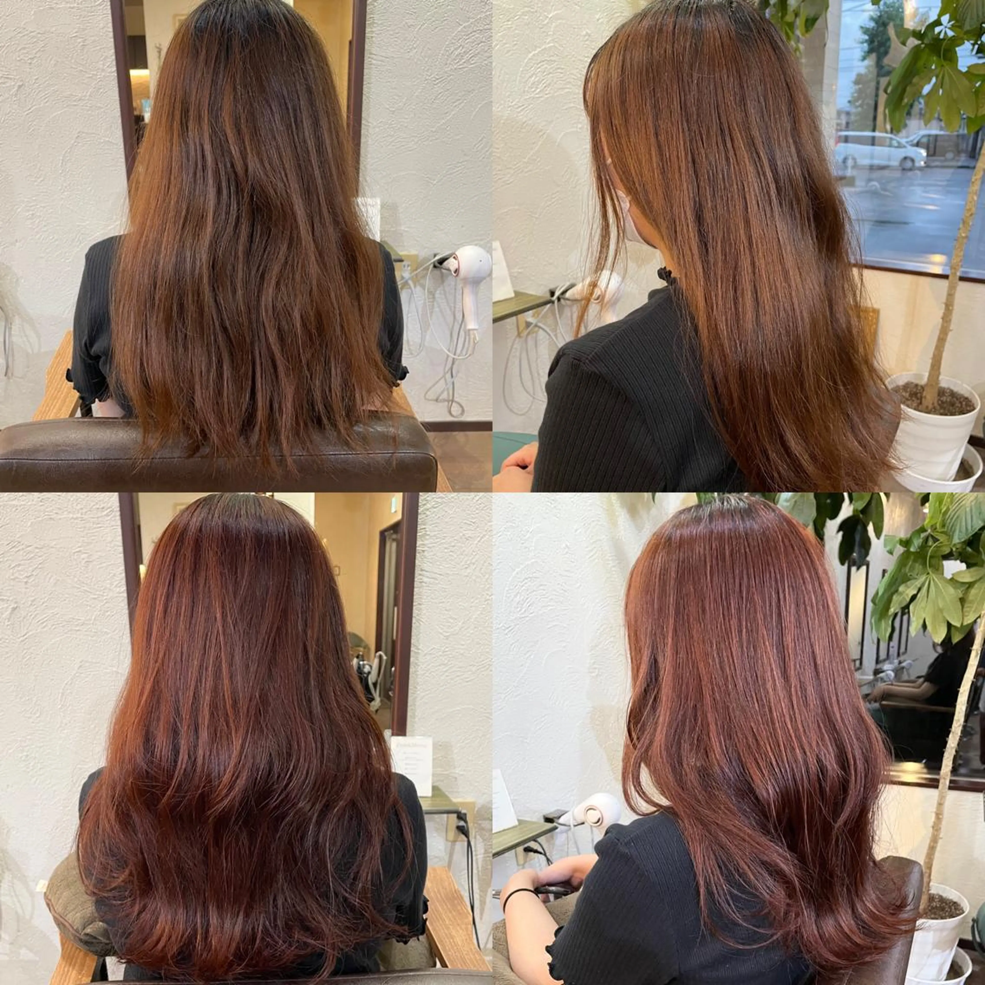 ロング カラー オレンジ レッドカラー 箱守 さやかのヘアスタイル