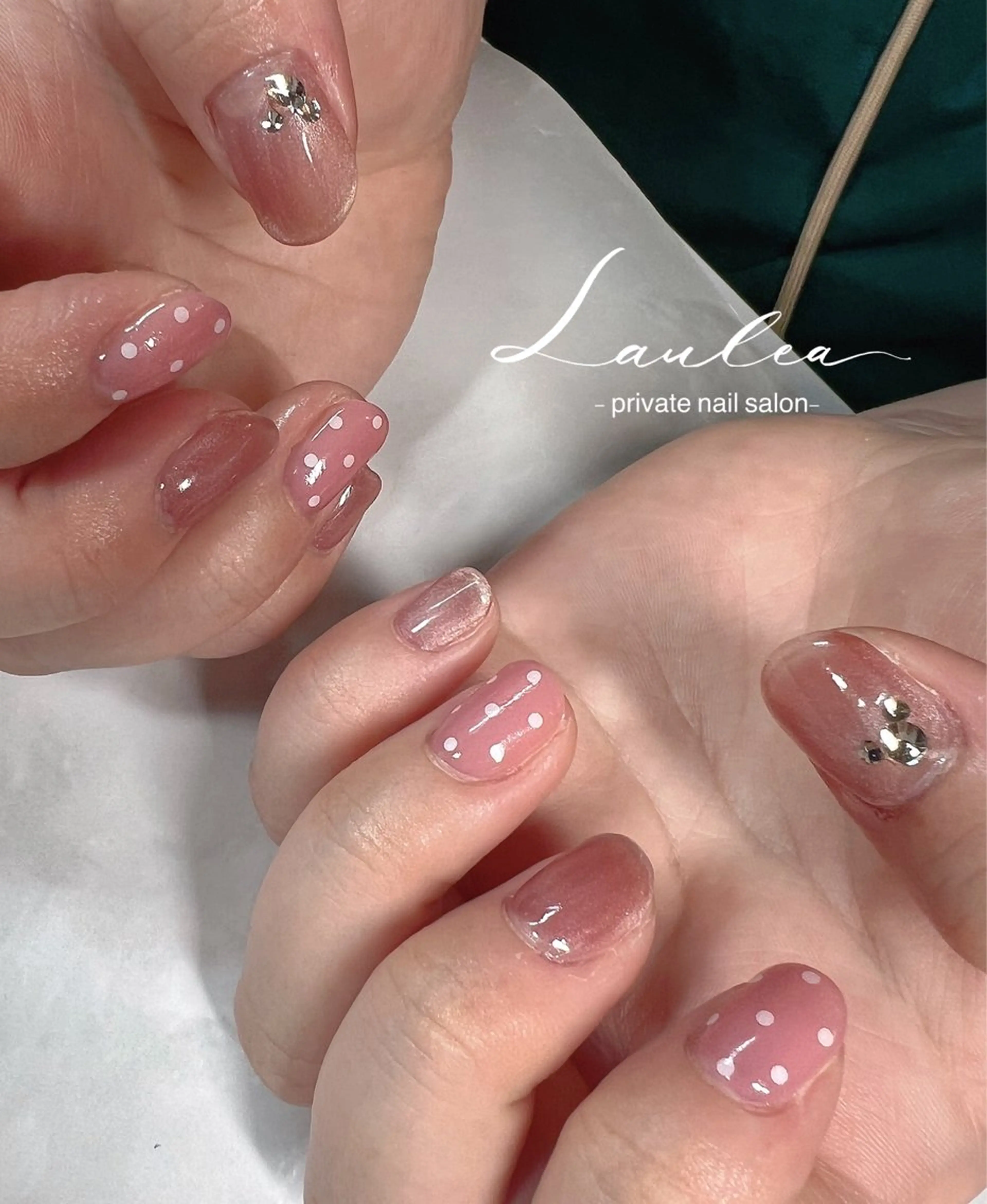 ネイル ドット フットネイル ジェルネイル 韓国ネイル ニュアンスネイル ハンドネイル nail salon Lauleaのネイルデザイン