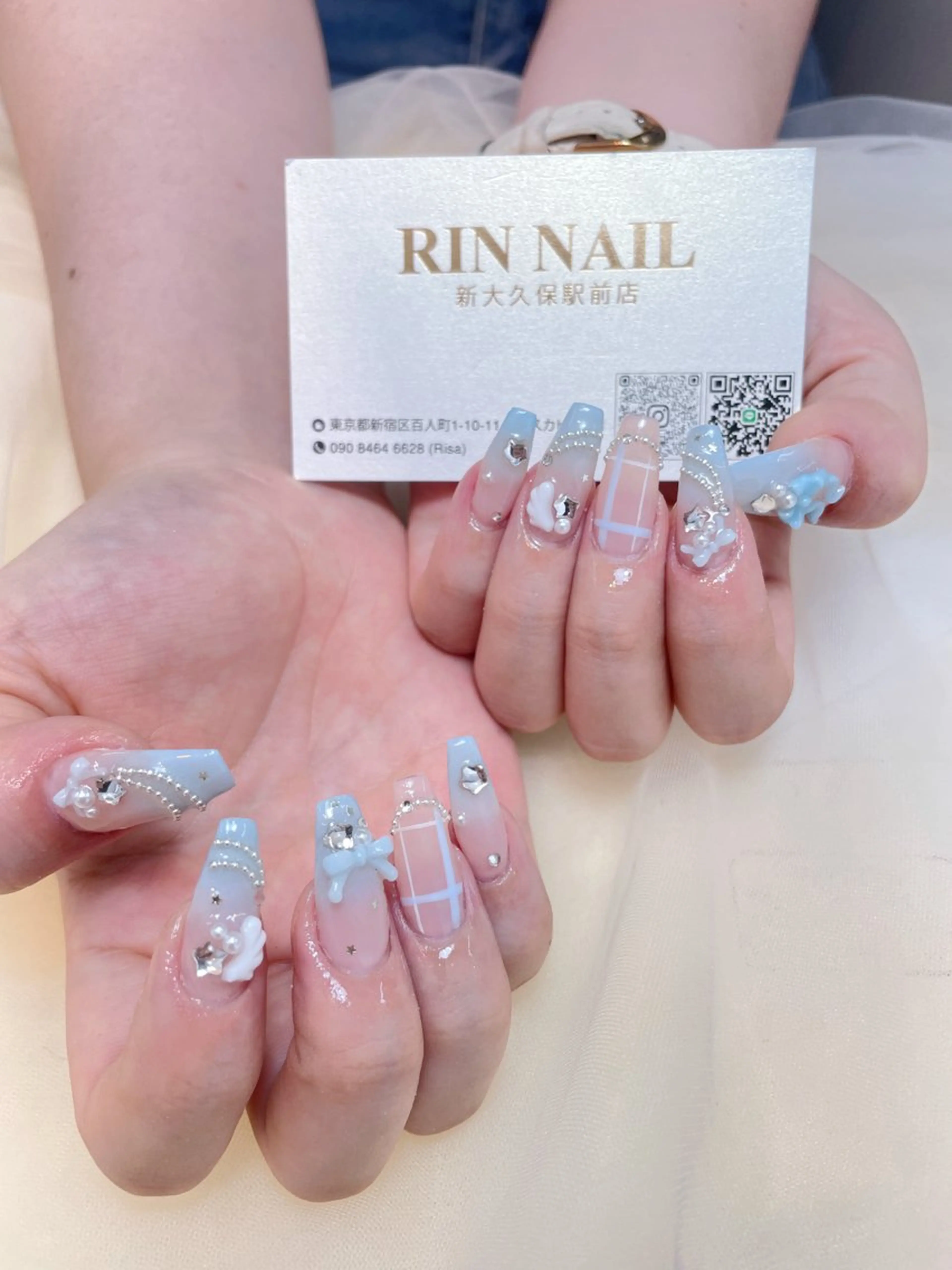 ネイル フレンチネイル ジェルネイル 韓国ネイル マグネットネイル ネイルチップ Rin Nail 新大久保店のネイルデザイン