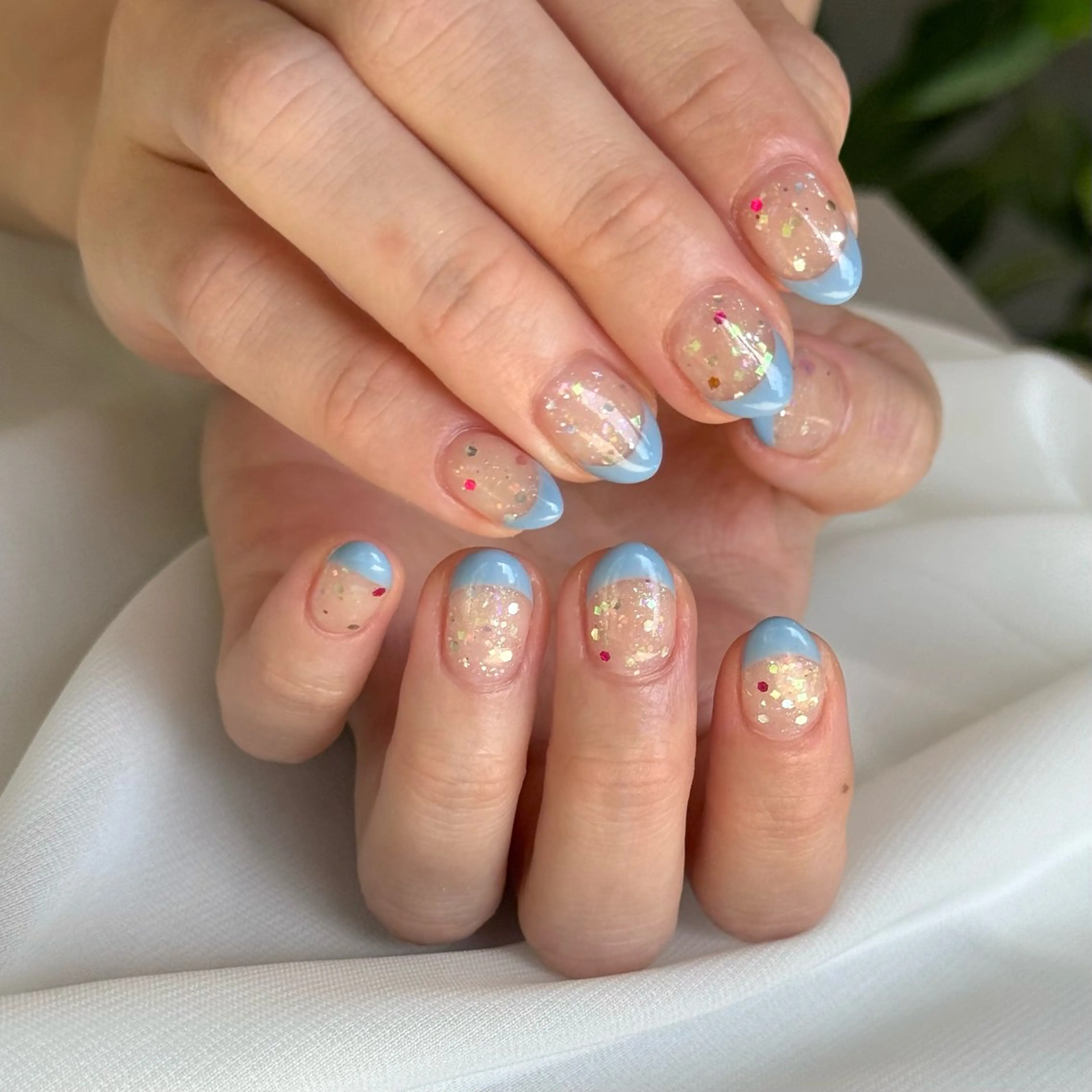 ネイル フレンチネイル キラキラネイル ショートネイル ハンドネイル HARUKA ネイリスト福岡/薬院のネイルデザイン