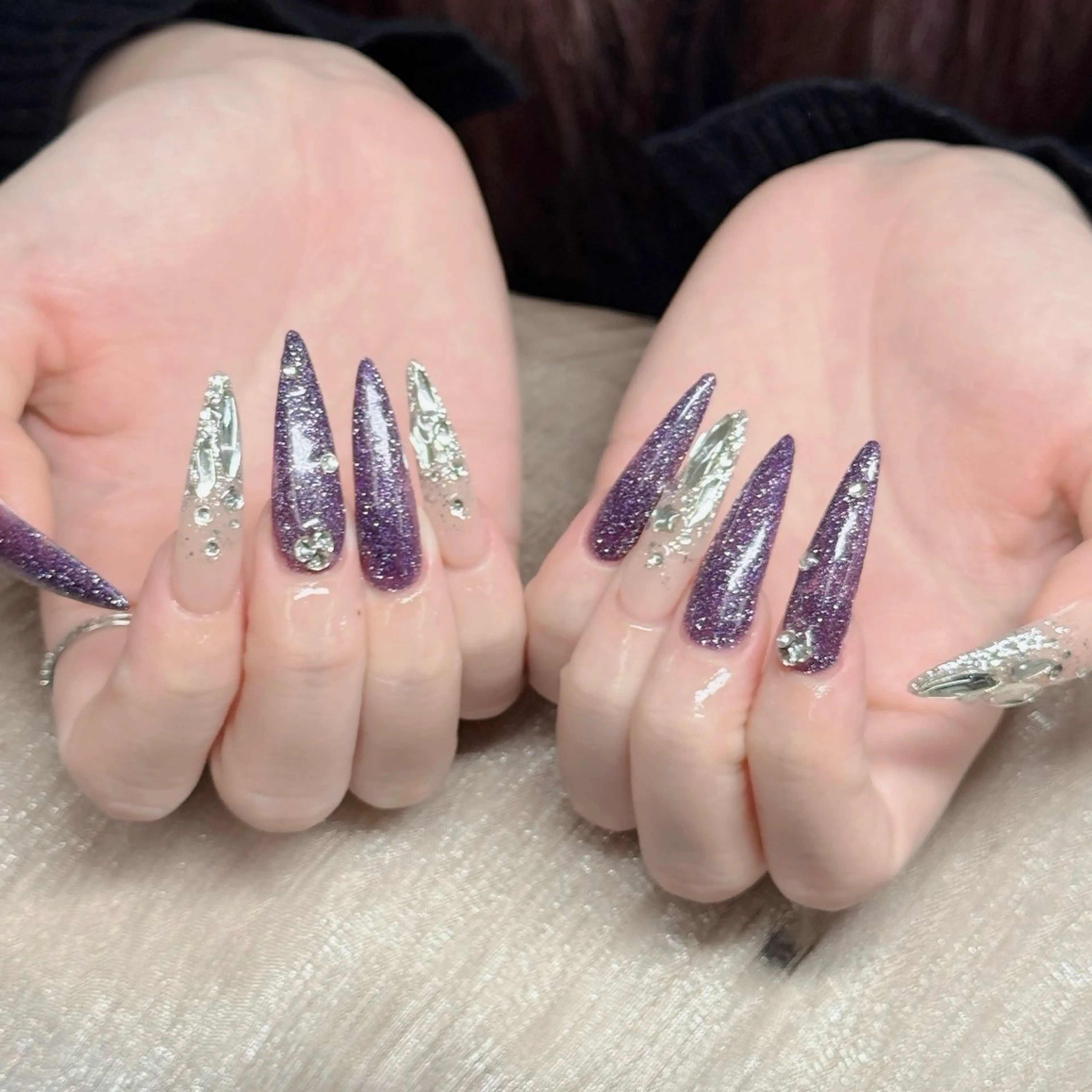 ネイル ロングネイル マグネットネイル リボン 夏ネイル スーパーロングネイル ハンドネイル Hani Nail XUKAのネイルデザイン