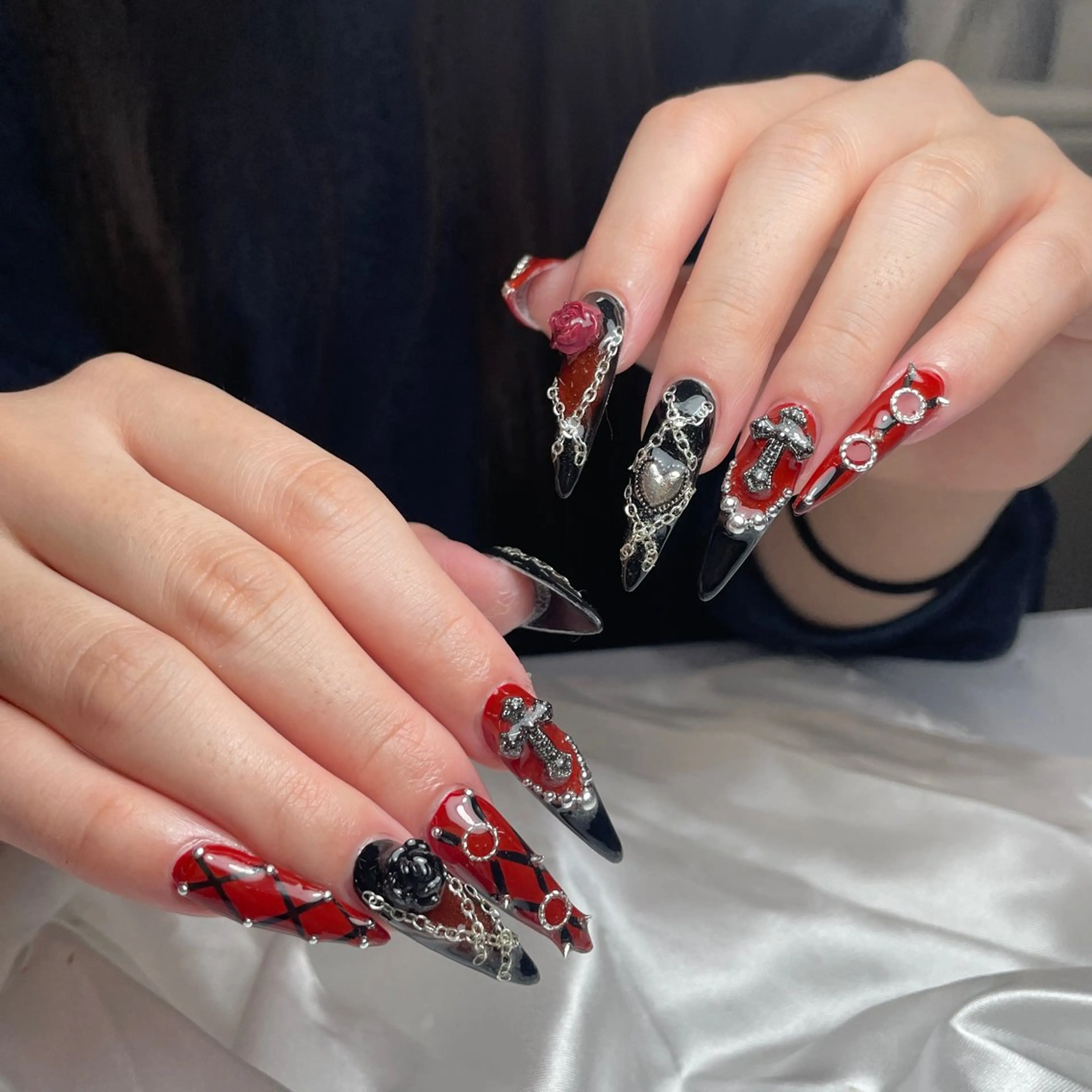 ネイル アートネイル 成人式 ロングネイル ニュアンスネイル スカルプネイル ハンドネイル Rin Nail 新大久保店のネイルデザイン