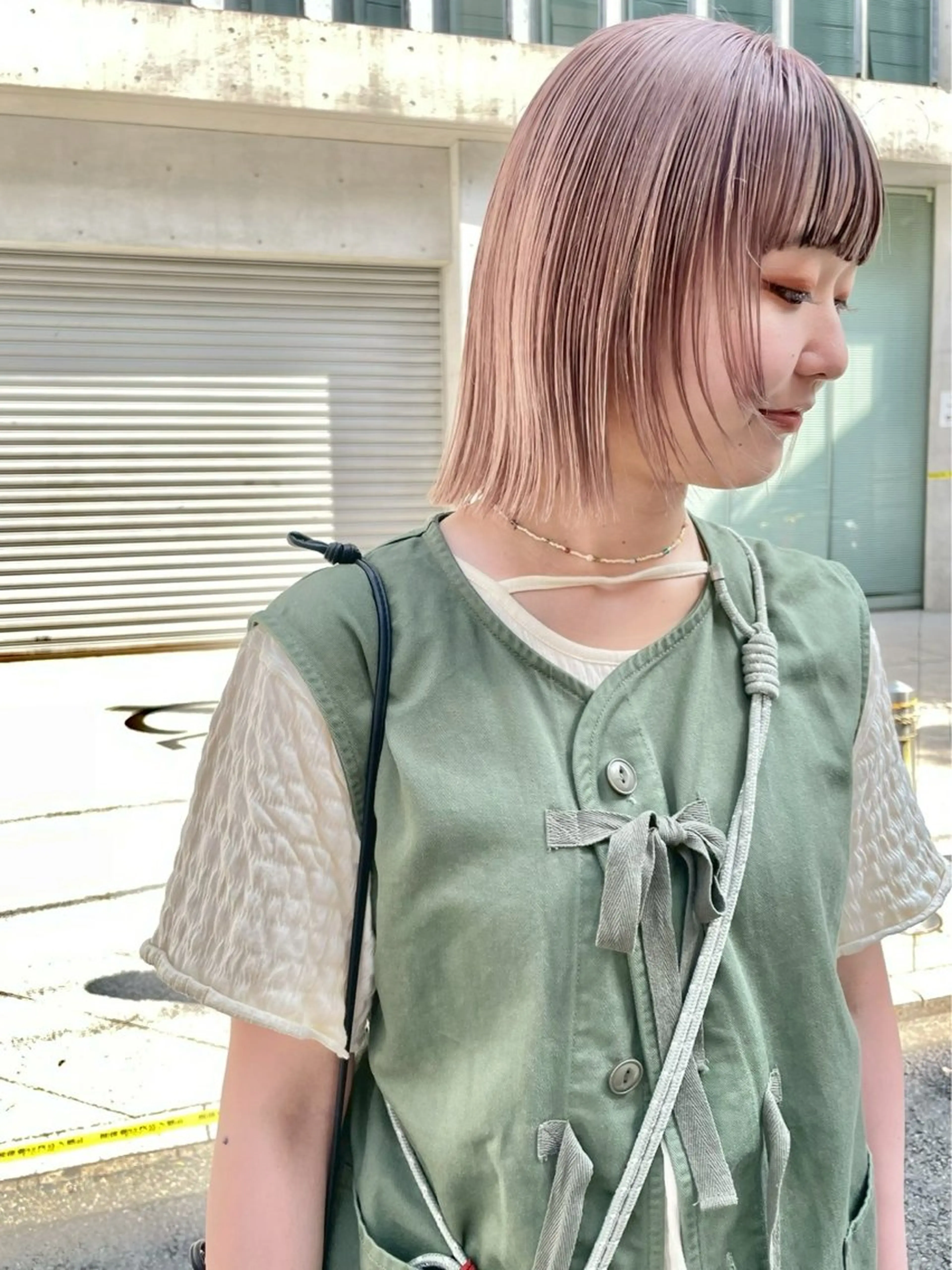 ショート カラー ベージュカラー ミルクティーベージュ ブリーチなし ダブルカラー/ゆなのヘアスタイル