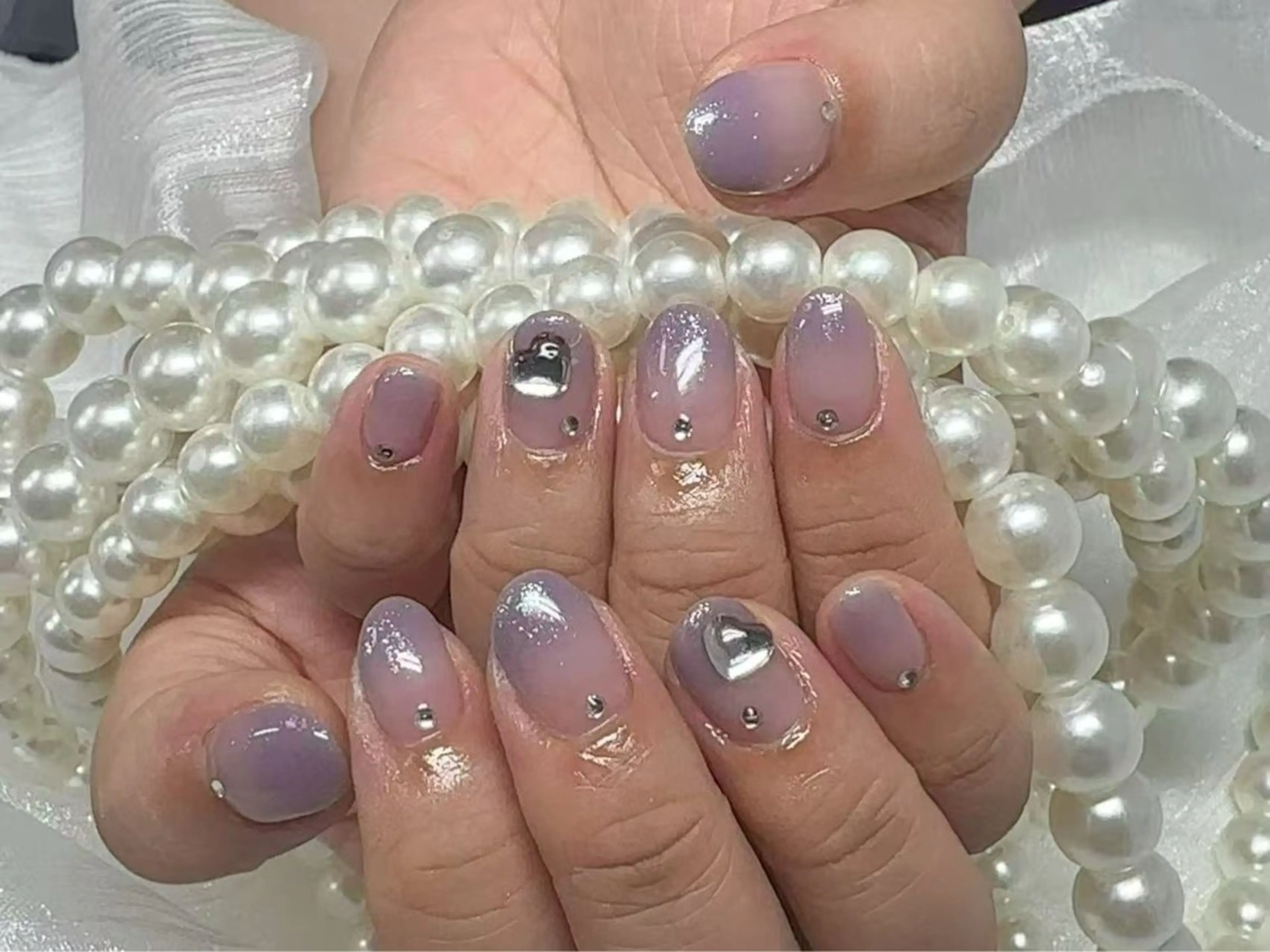 ネイル アートネイル クリアネイル 成人式 長さ出し フラッシュネイル かすみ ✨のネイルデザイン