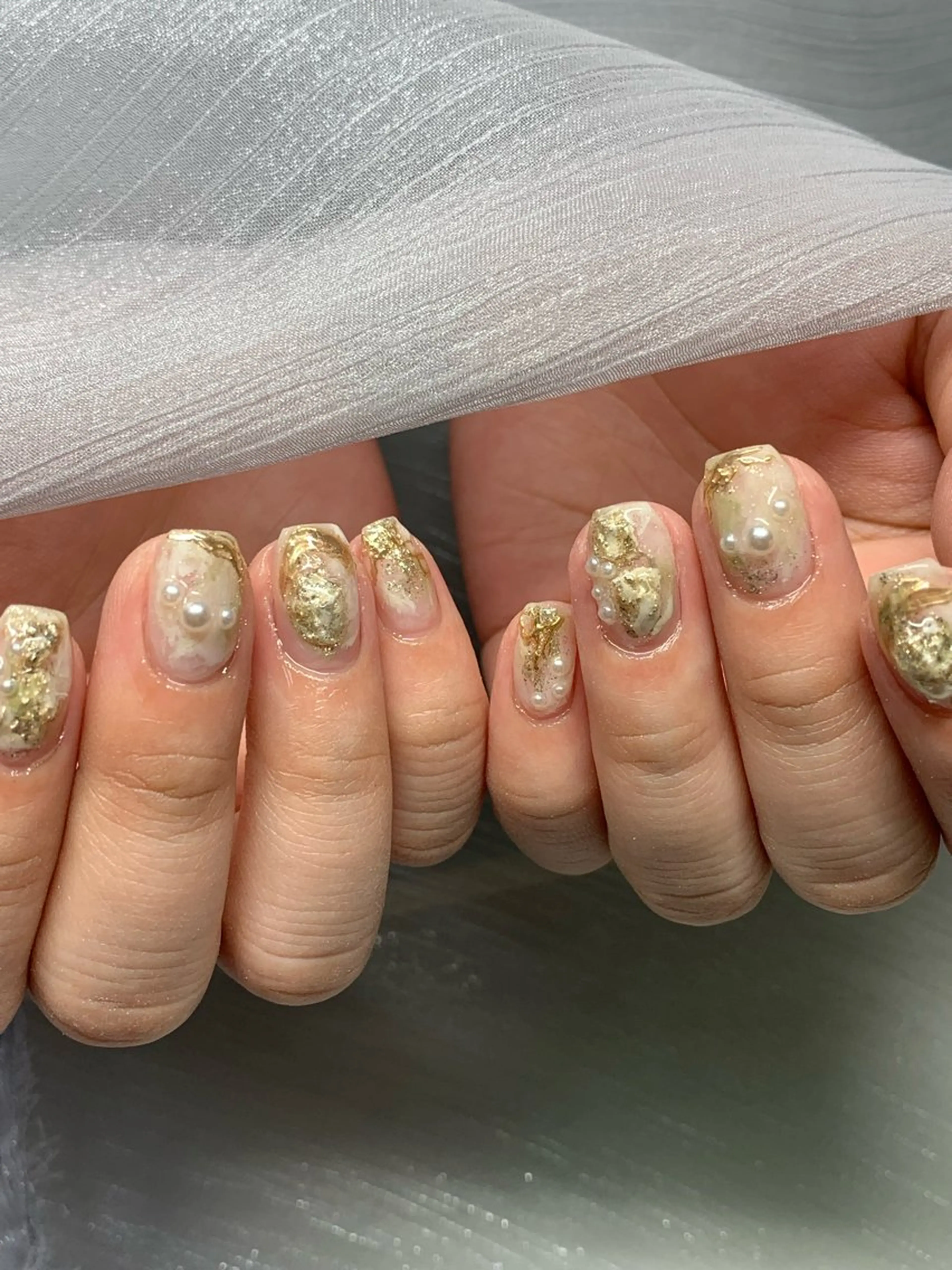 ネイル オーロラネイル 長さ出し フットネイル ジェルネイル キラキラネイル ハンドネイル インフィニティ ネイルサロンのネイルデザイン