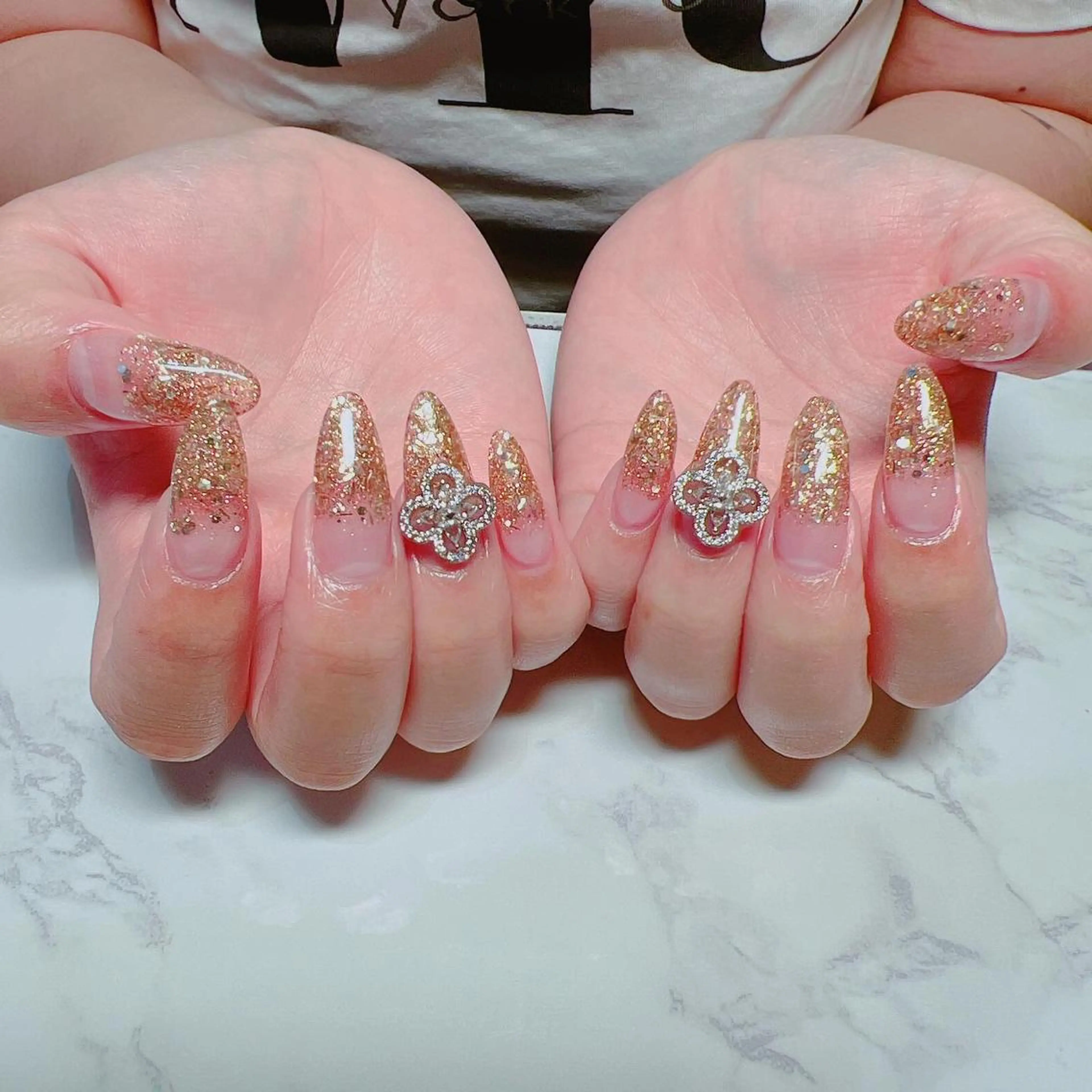 ネイル ゴールド ラメ(グリッター) スカルプネイル ハンドネイル たきぐち みちこのネイルデザイン