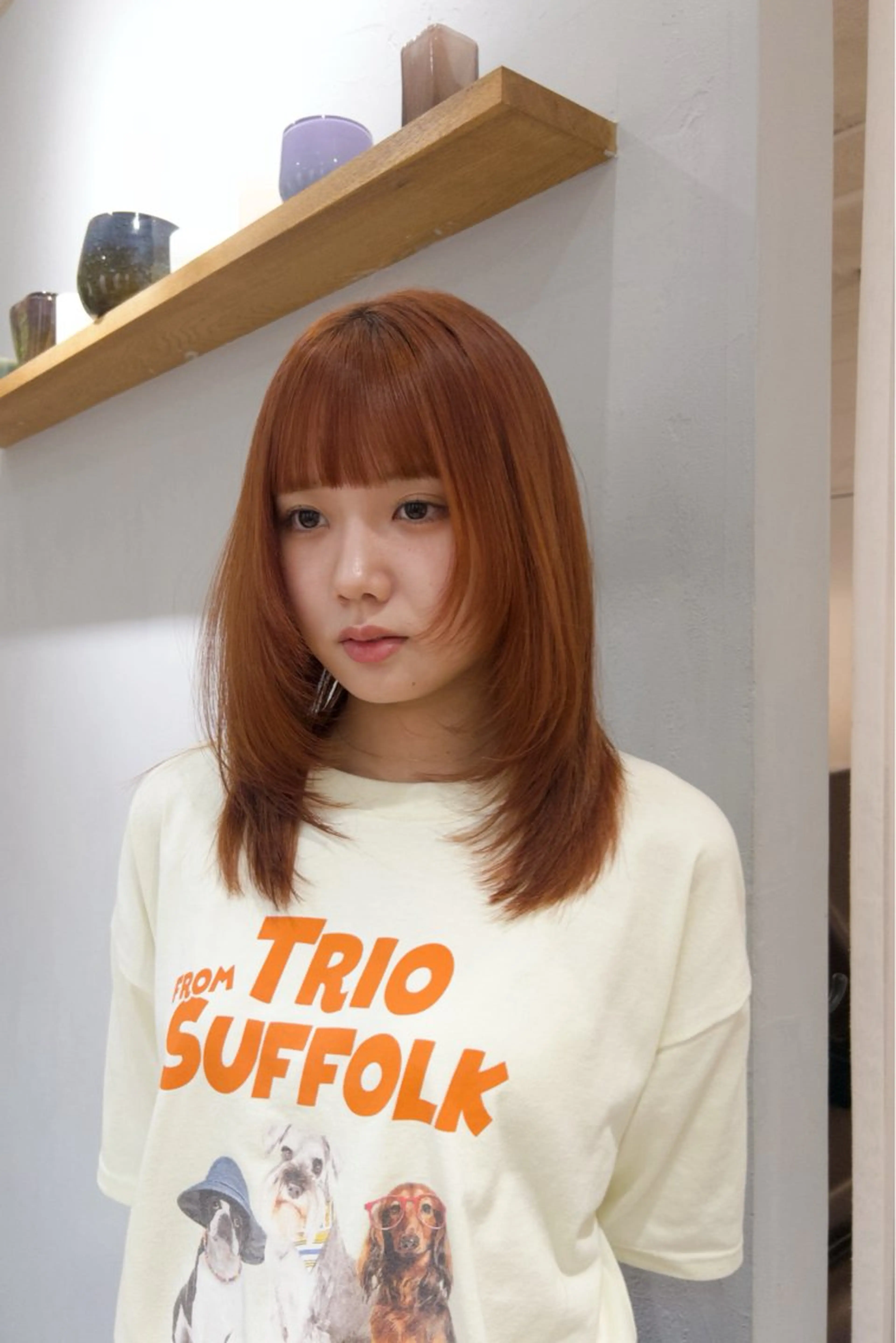ミディアム カラー カット ヘアカラー トリートメント じゅわっと暖色カラー 🍊Moemiのヘアスタイル