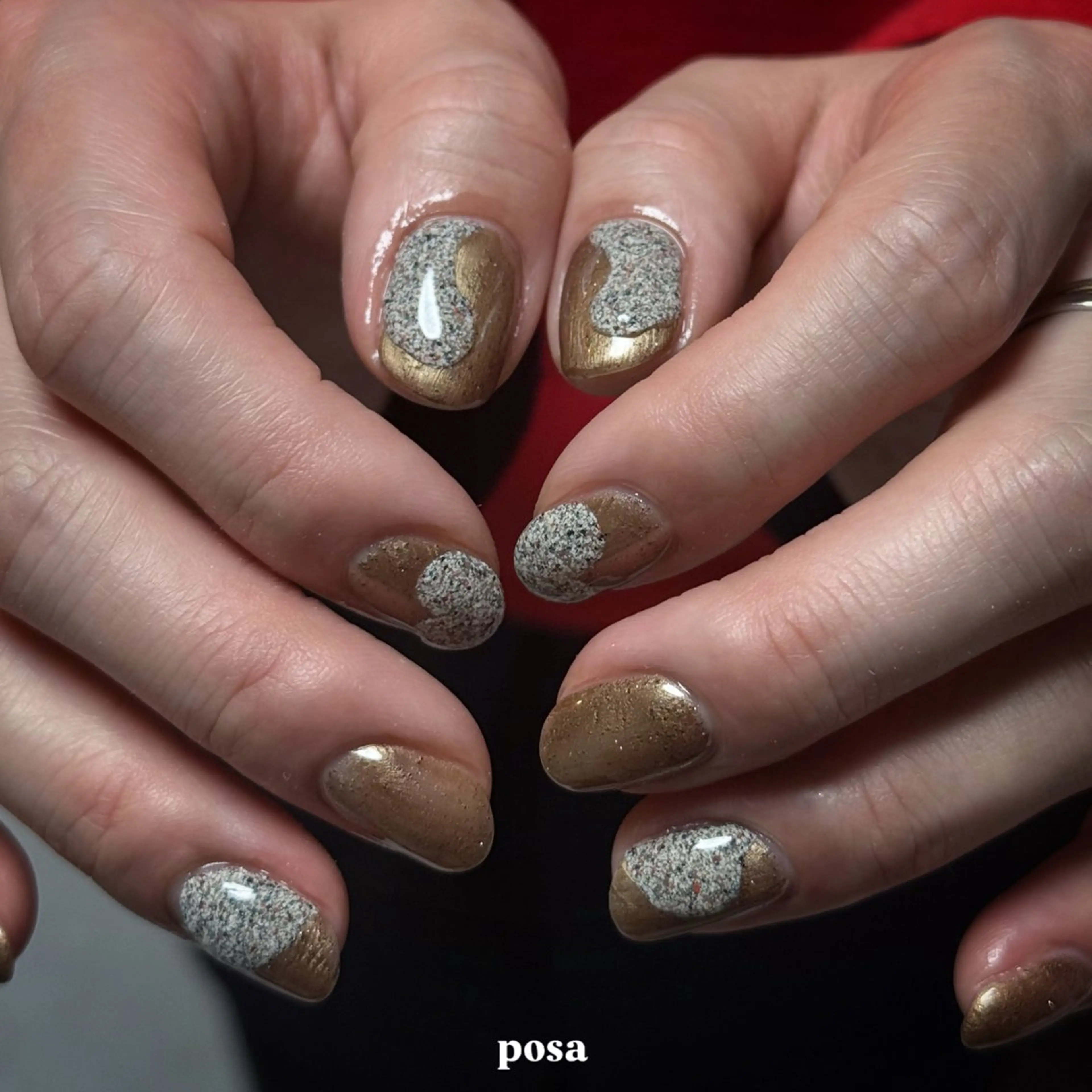 ネイル ゴールド シンプルネイル ハンドネイル posa nail モエミのネイルデザイン