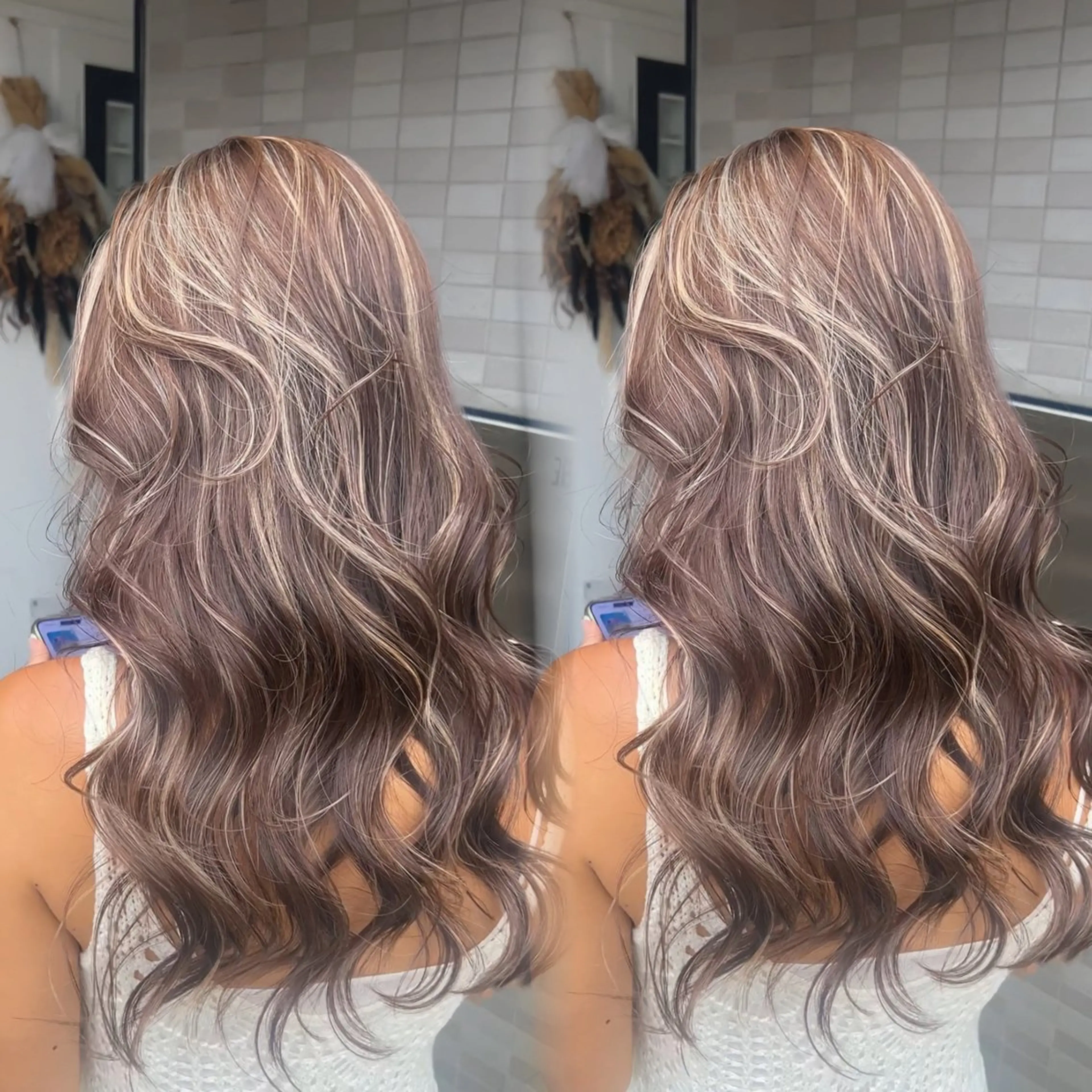 ロング カラー ハイライトカラー ハイライト カット ヘアカラー トリートメント 表参道/ハイライト バレイヤージュのヘアスタイル