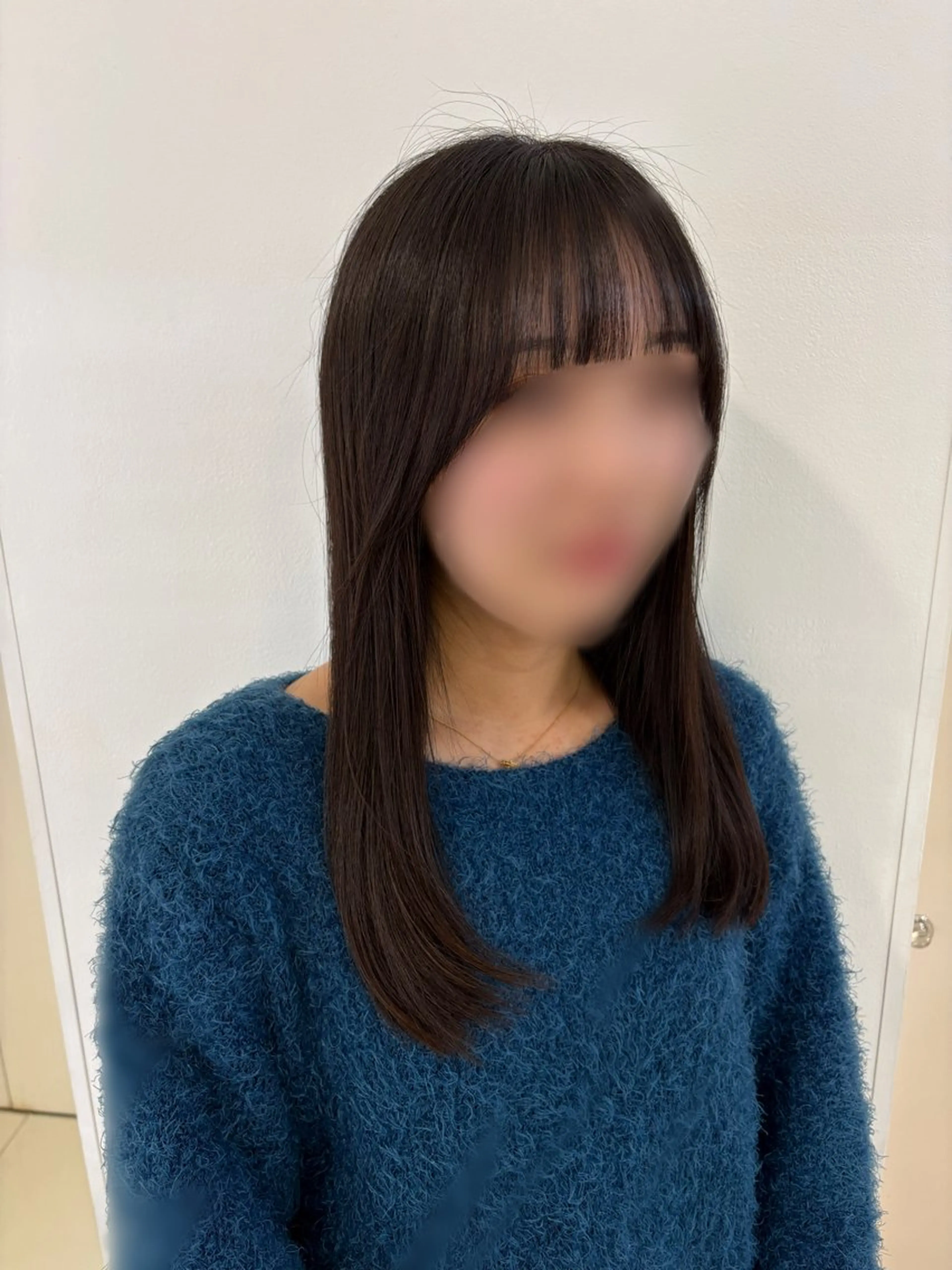 セミロング 顔周りカット 縮毛矯正 カット 縮毛矯正 トリートメント 久保山 ことのヘアスタイル