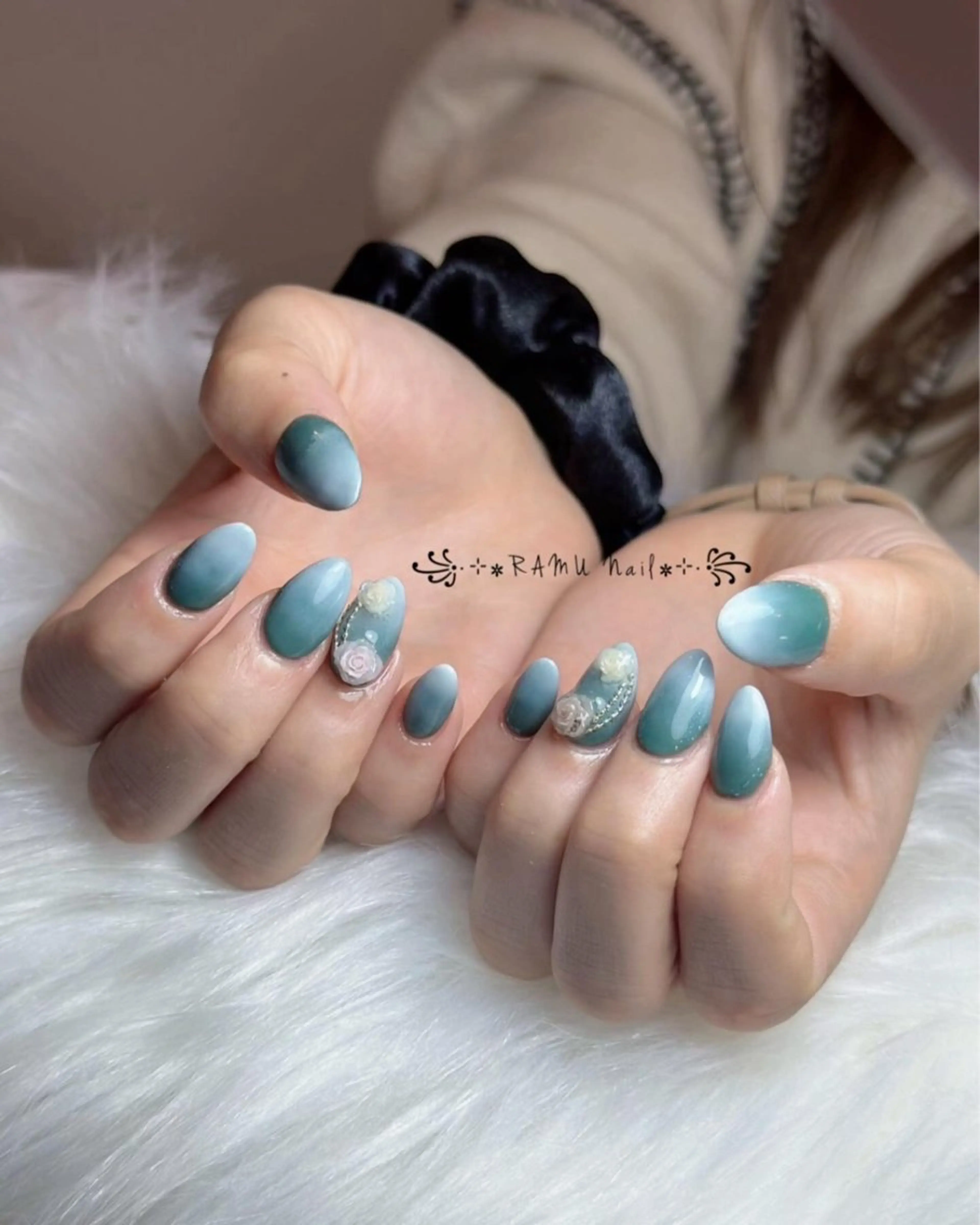 ネイル フレンチネイル 韓国ネイル シンプルネイル ワンホンネイル 冬ネイル ハンドネイル RAMU Nail 恵比寿店のネイルデザイン