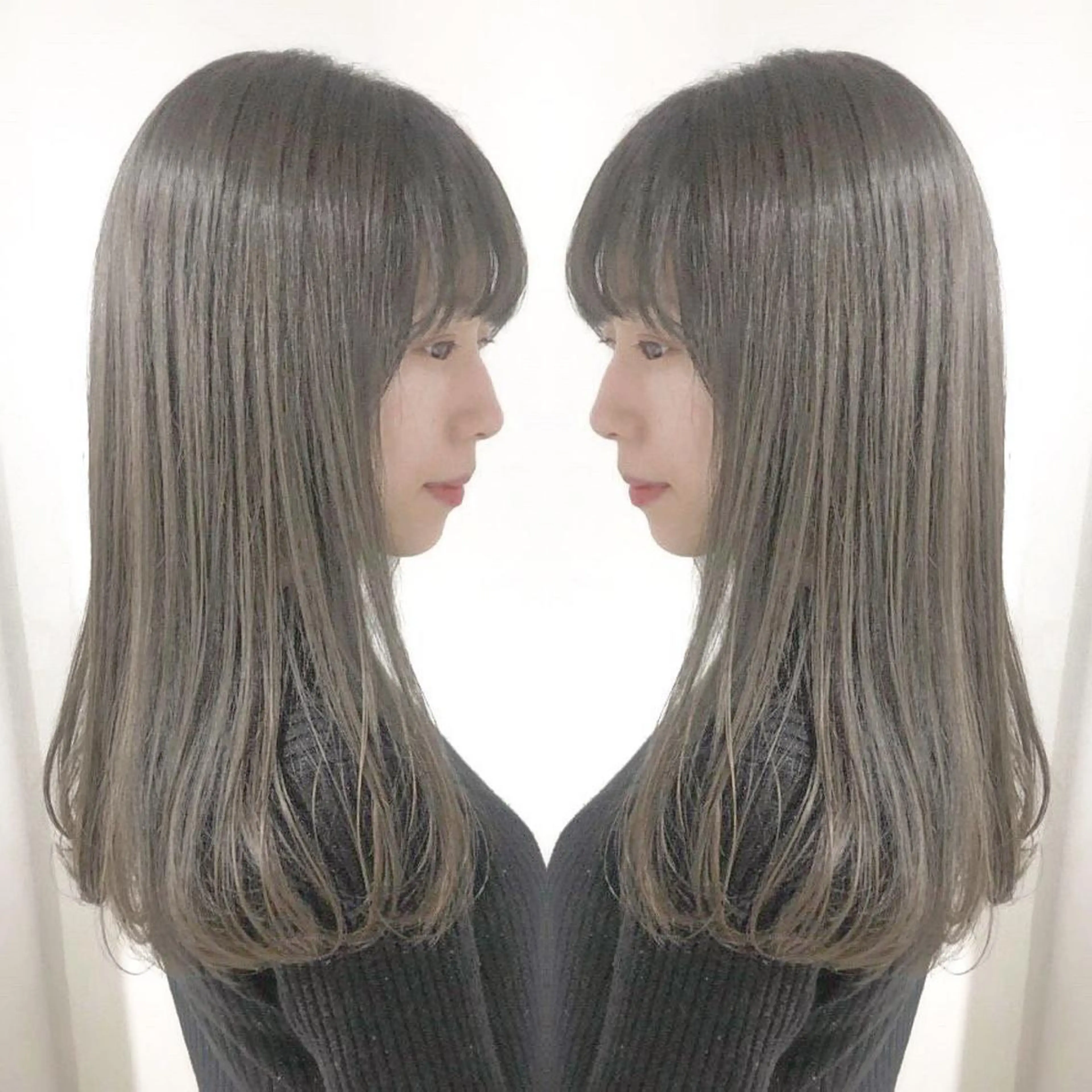 ミディアム カラー 柔らかbeige モトキのヘアスタイル
