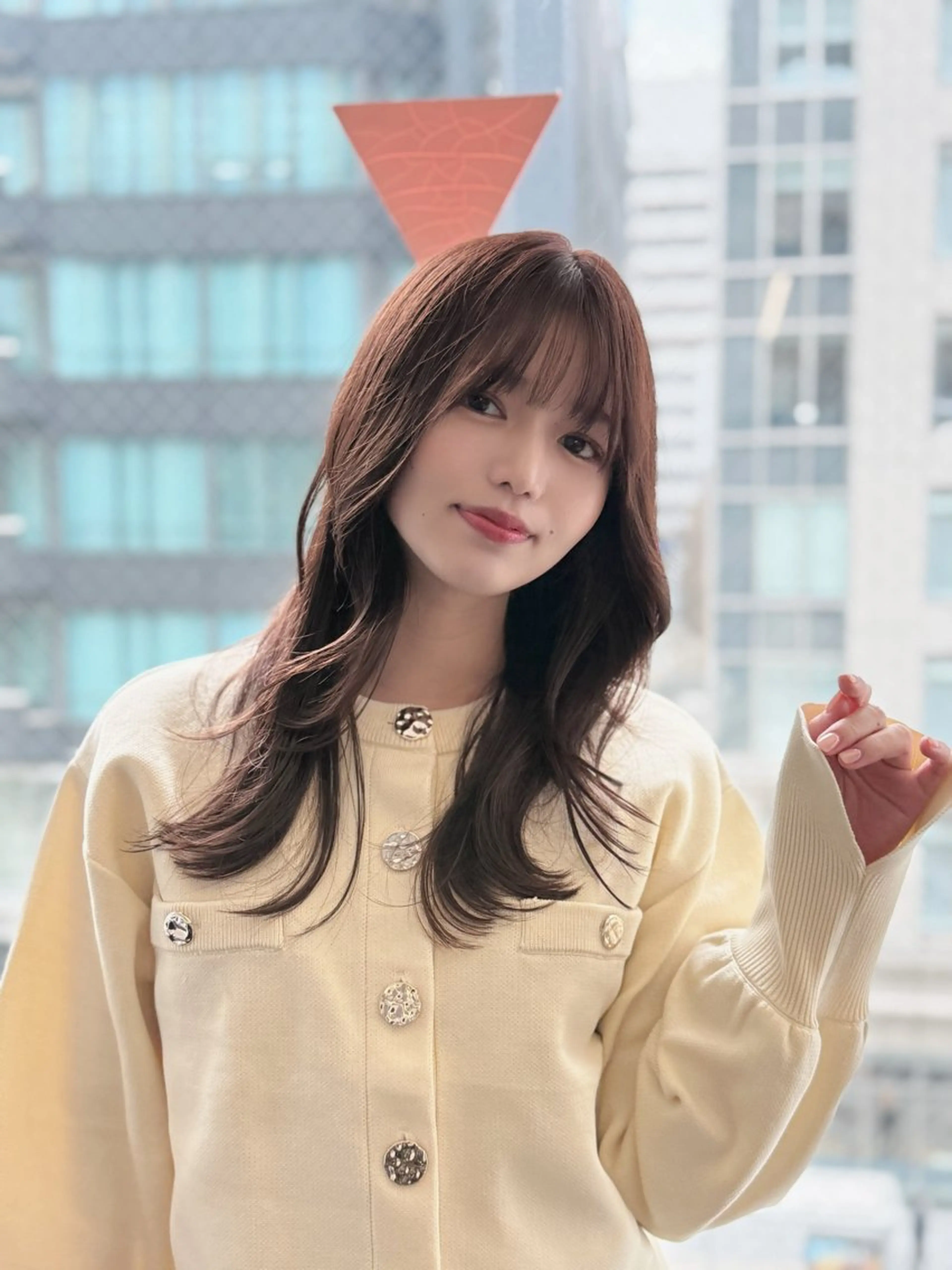 セミロング 裕千/くびれヘア/ 韓国風ヘア/顔まわりのヘアスタイル