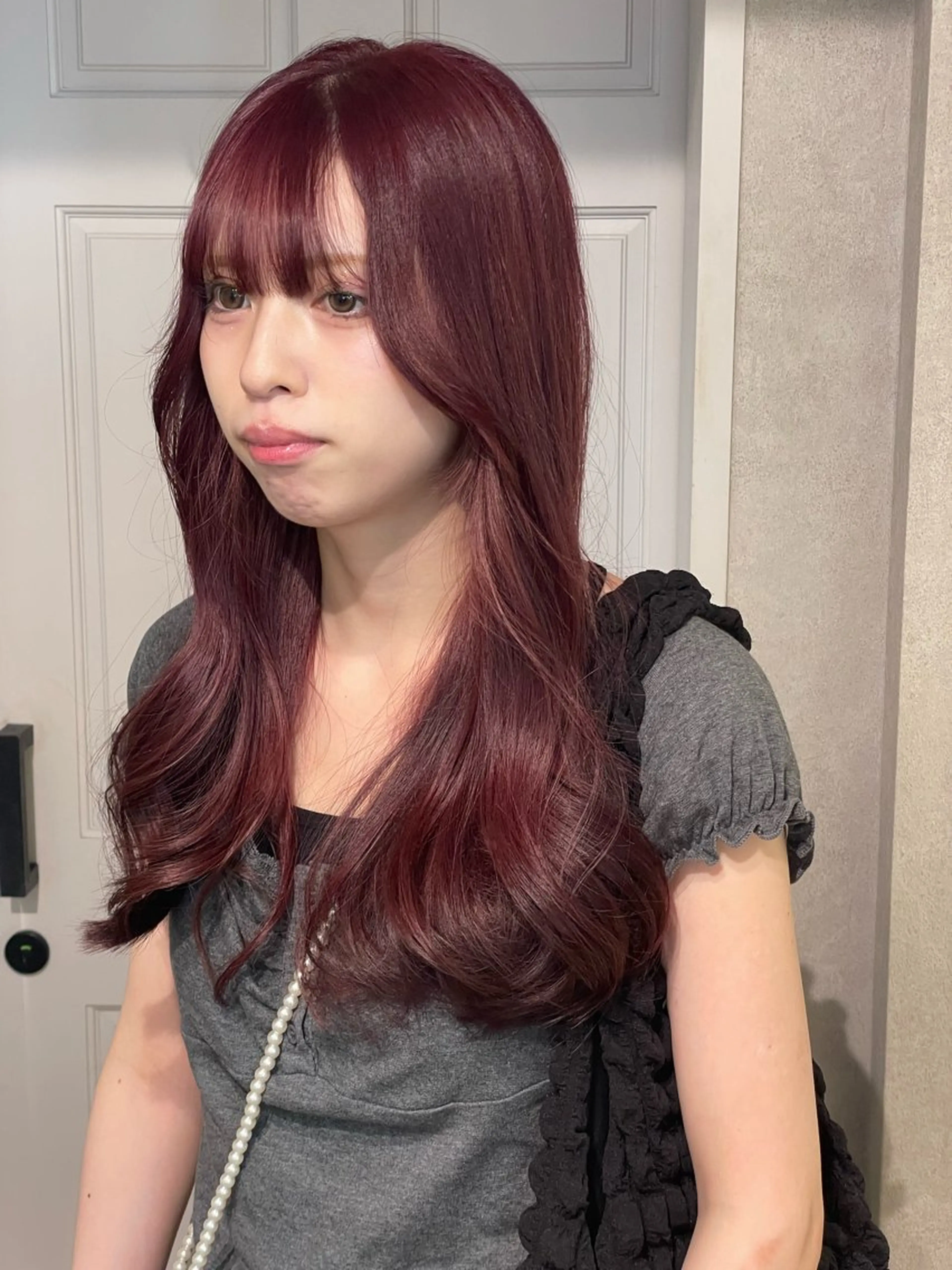 ロング カラー ブリーチ カシス ダブルカラー ブリーチなしカラー ピンクカラー ヘアカラー ナチュラル透明感🌱 小山美樹子のヘアスタイル