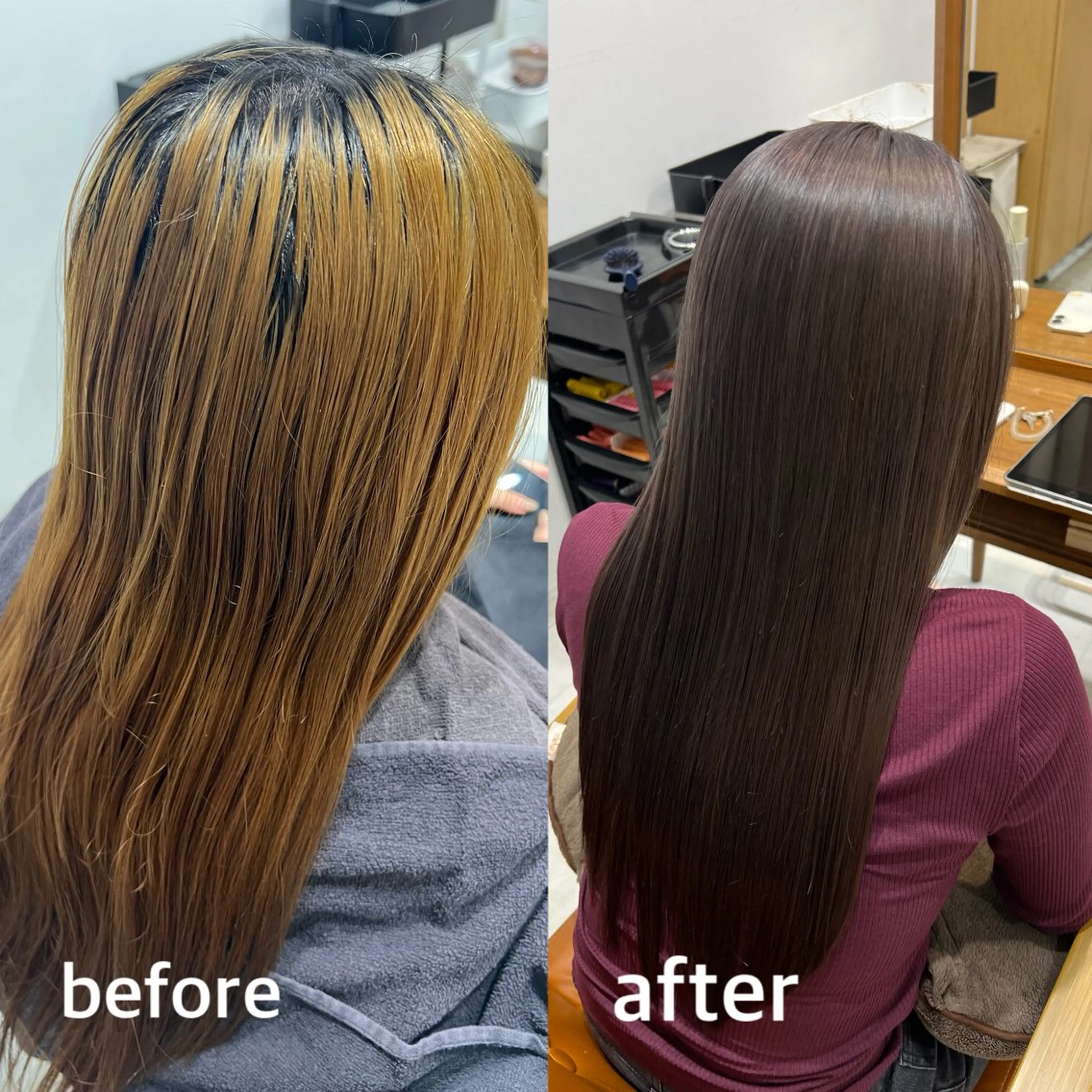 ロング カラー ブリーチ グレージュ ヘアカラー 🫧ボブ/艶髪カラー 伊原修子のヘアスタイル